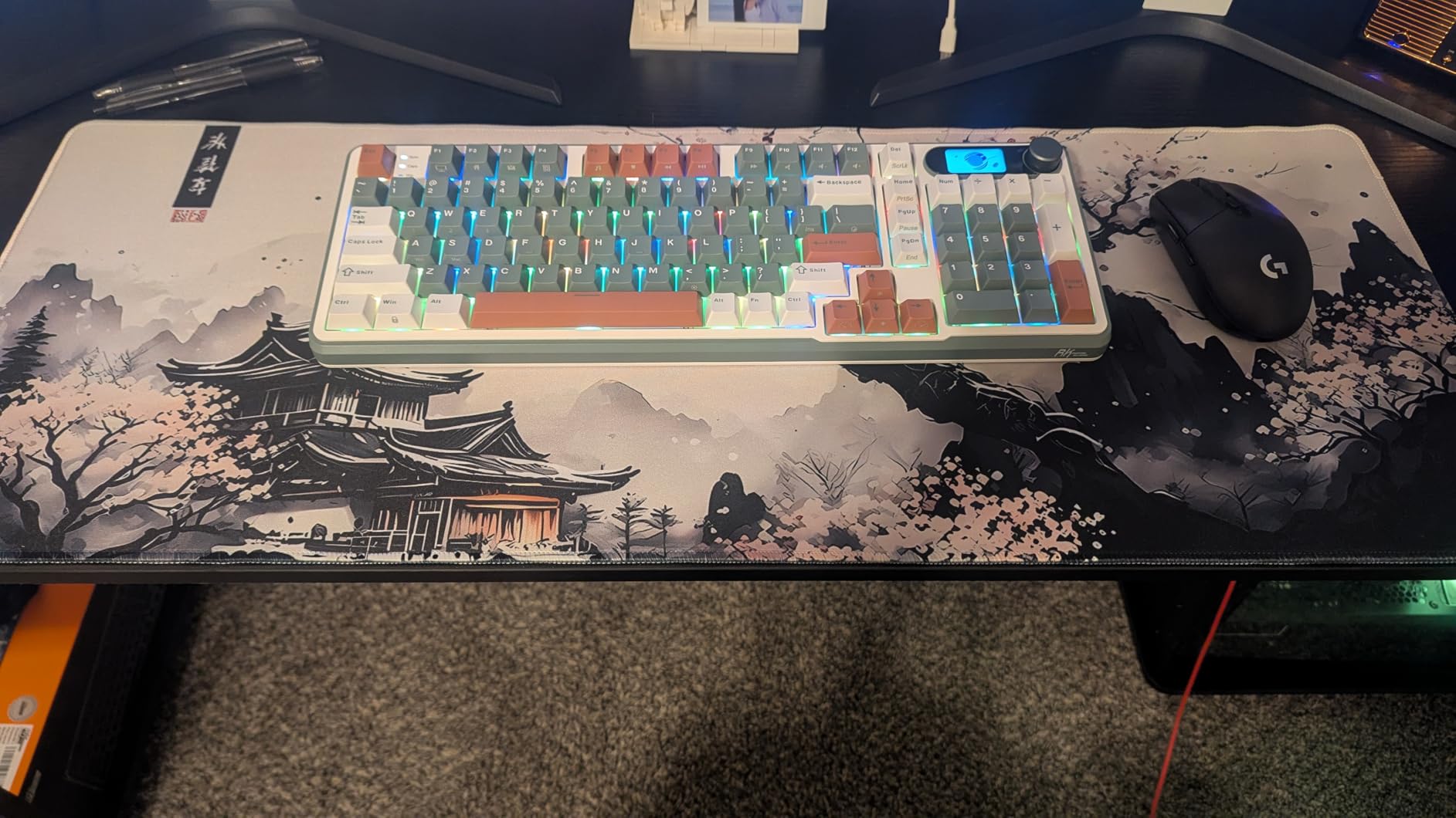 Japanese Mouse Pad, Large Japanese Desk Mat, XL Anime Gaming Keyboard Mat, Non-Slip Rubber Base, Big Extended Desk Protector for Home Office, 31.5