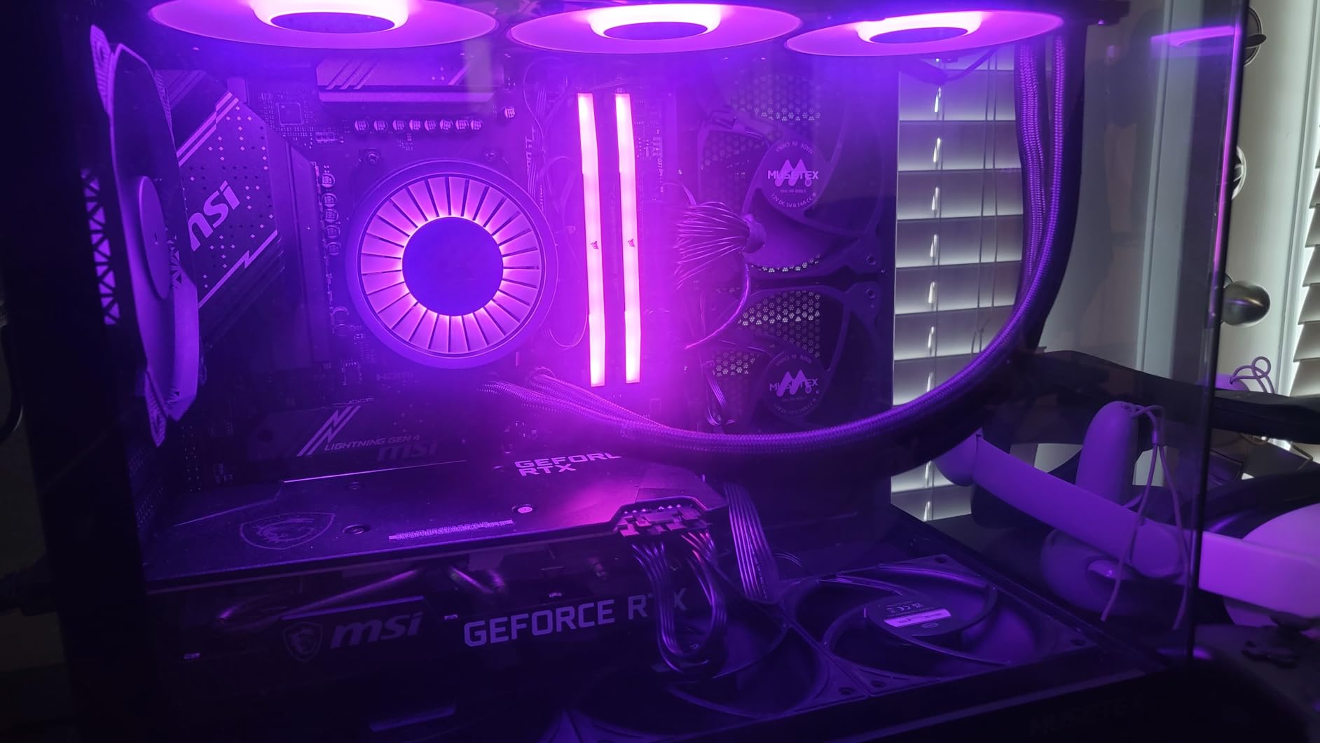 MUSETEX ATX PC Case, 3 x 120mm Fans Pre-Installed, 360MM RAD Support, 270° Full View Tempered Glass Gaming PC Case with Type-C, Mid Tower ATX Computer Case, Black, Y6 customer photo 1