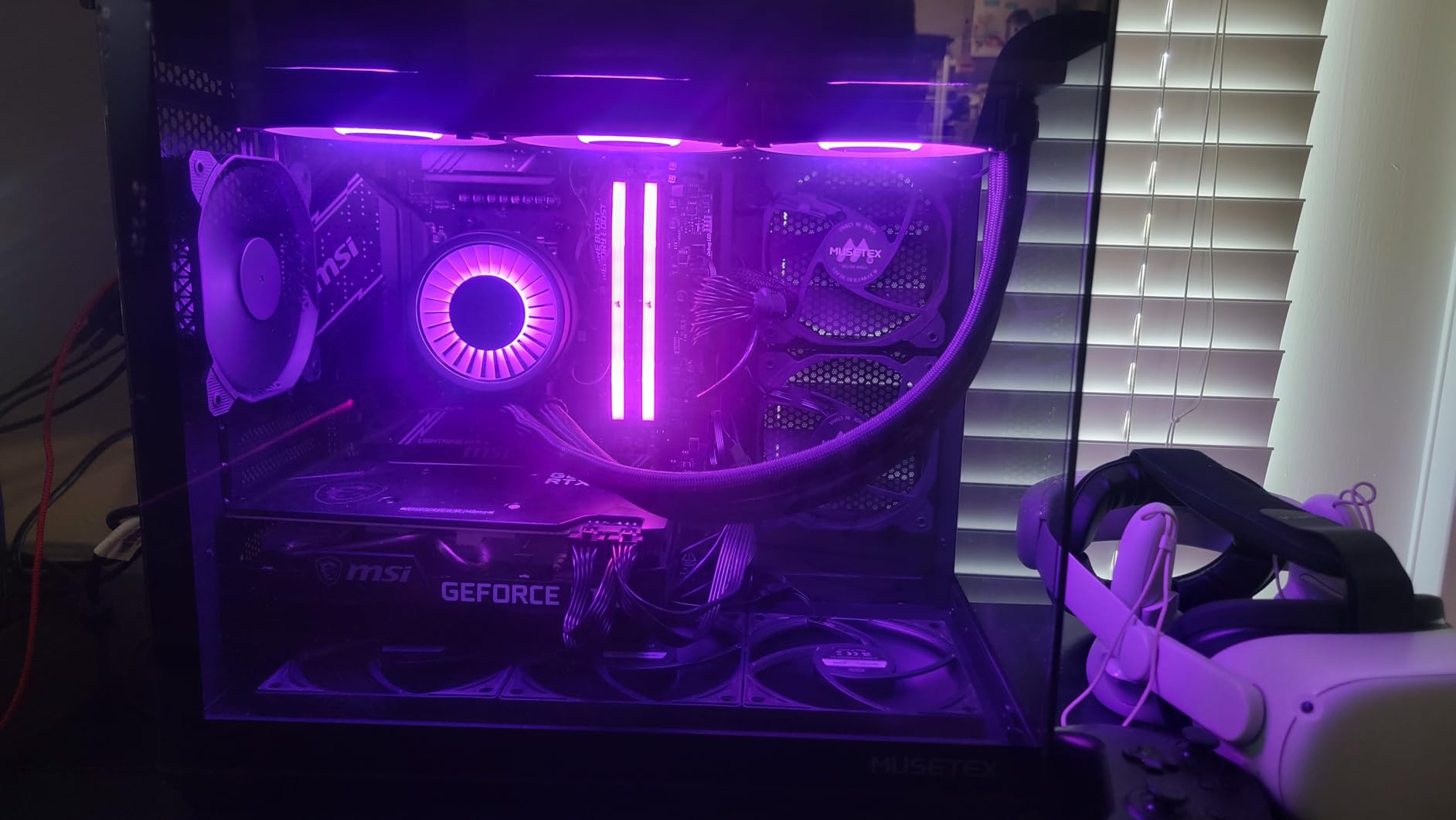 MUSETEX ATX PC Case, 3 x 120mm Fans Pre-Installed, 360MM RAD Support, 270° Full View Tempered Glass Gaming PC Case with Type-C, Mid Tower ATX Computer Case, Black, Y6 customer photo 2