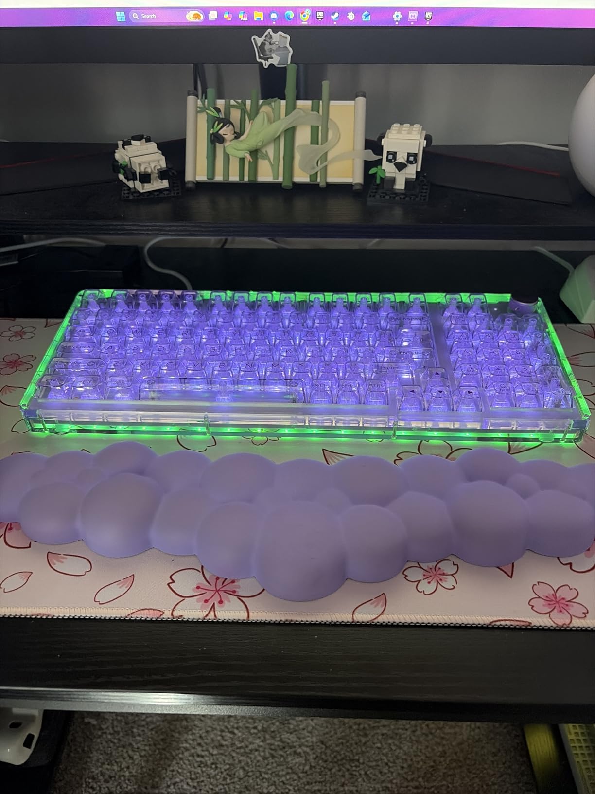 KiiBoom Phantom 98 Crystal Mechanical Gaming Keyboard, Transparent Keyboard with RGB Backlits, Hot-Swappable, Shine Through Clear Keycaps, 3 Modes Wireless, 8000mAh Battery, NKRO for Win/Mac (Clear) customer photo 1