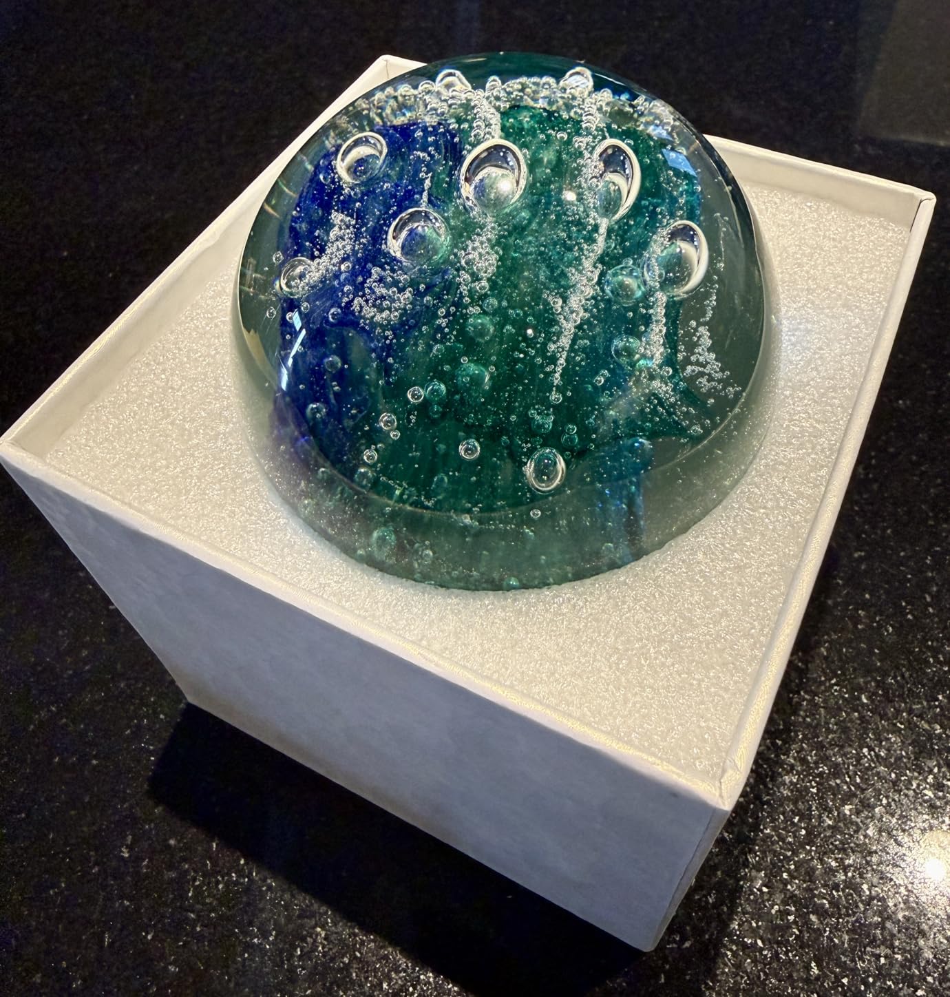 Qianwei Hand Blown Ocean Waves Crystal Ball - Glass Collectible Figurines Spere - Paperweight Glass Ball Aquarium DecorOffice Decor Ocean Lovers customer photo 2