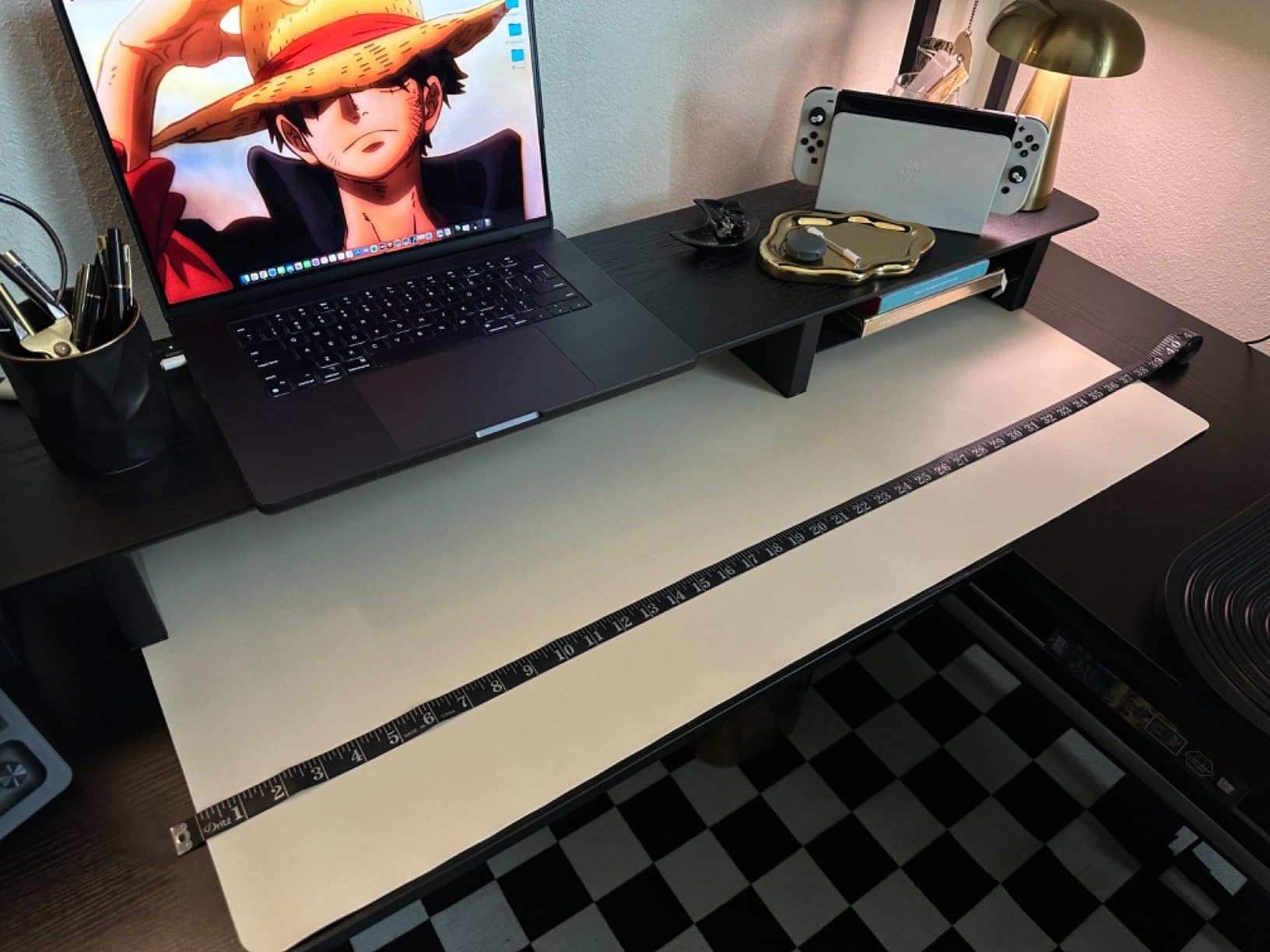 Aothia Dual-Sided Desk Pad - Leather Desk Mat, Natural Cork Desk Pad Protector, Large Mouse Pad for Desk, Waterproof Desk Blotter Pad, Desk Writing Pad for Office Work/Home, Coffee (35.4