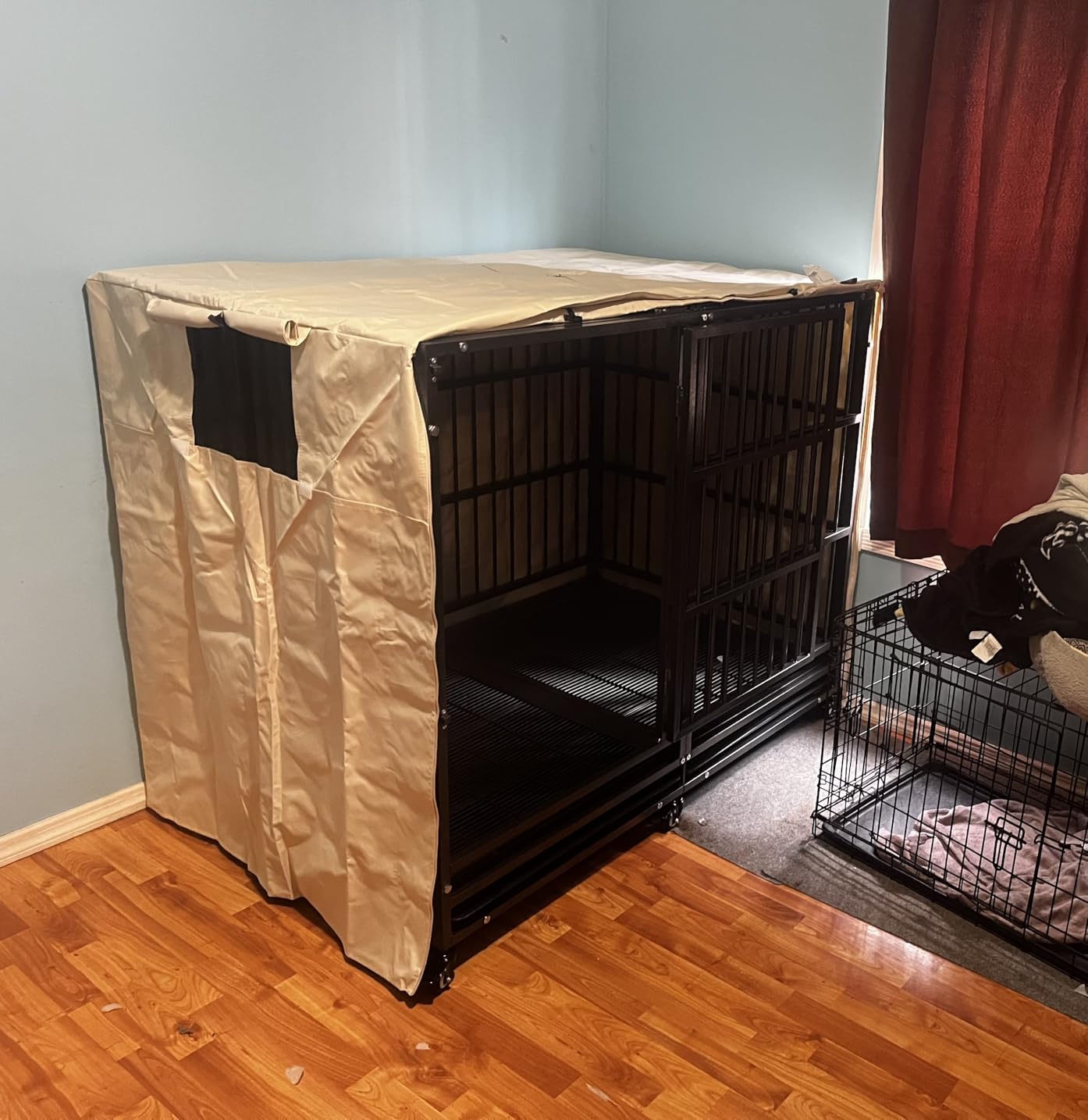 BOLDBONE 54 inch Heavy Duty Indestructible and Escape-Proof Dog Crate Cage Kennel for Large Dogs, High Anxiety Dog Crate with Removable Wire Trays and Wheels, Extra Large XL XXL, Black customer photo 2