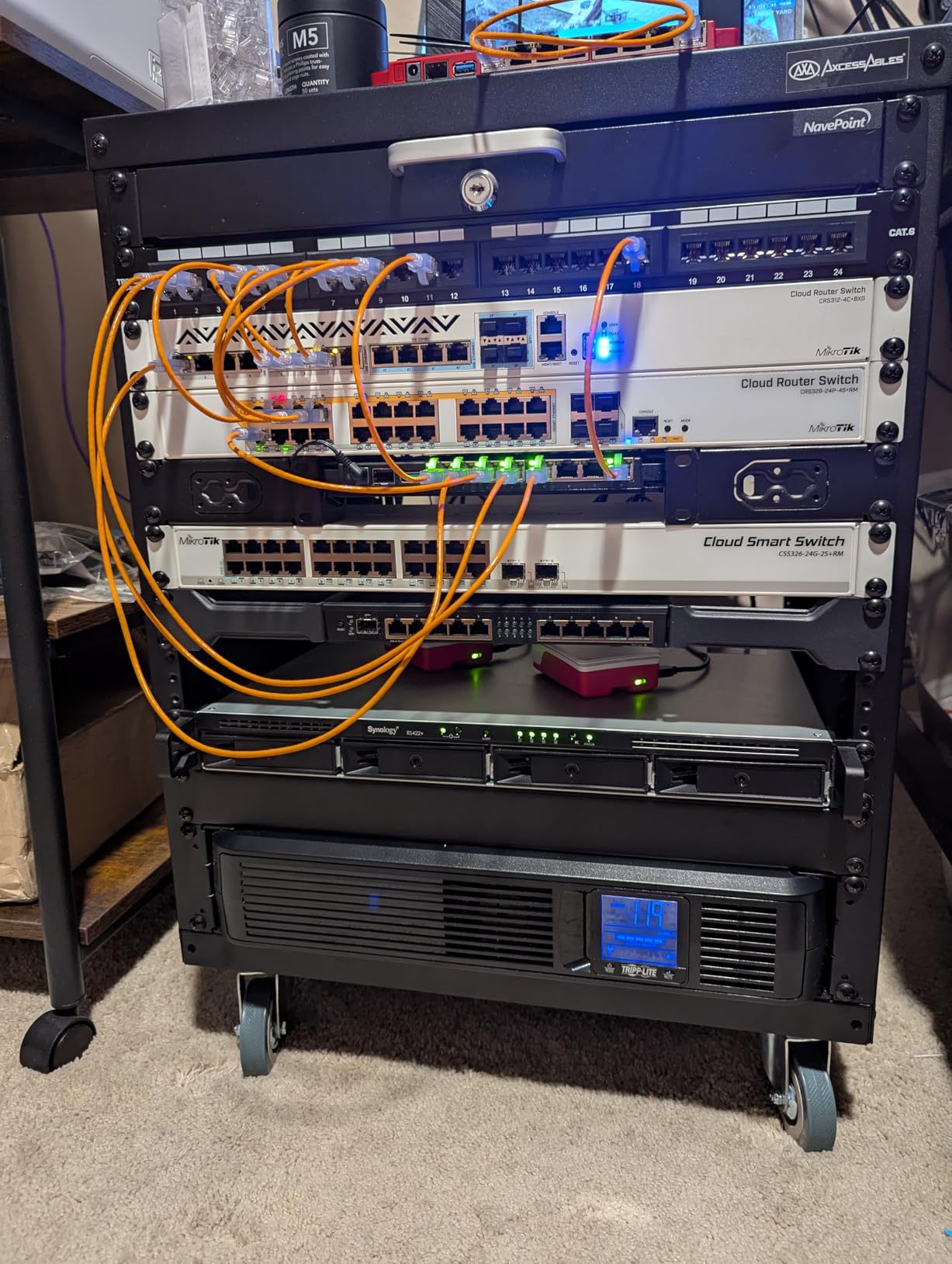 AxcessAbles 30U 19-Inch Rolling IT Server Rack 550LB Heavy Duty Open Frame with Removable Side Panels Large 3-Inch Wheels for Servers Networking and Audio-Video Equipment customer photo 1