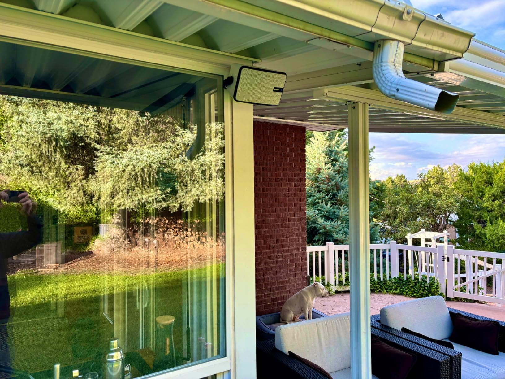 Inwa Outdoor Bluetooth Speakers, IPX5 Waterproof 400W Wall Mount Speaker, Powerful Indoor/Outdoor Sound System, Wireless Sync Up to 100 Speakers, Suitable for Patio/Porch/Gazebo/Garage(MZ-621, Pair) customer photo 1