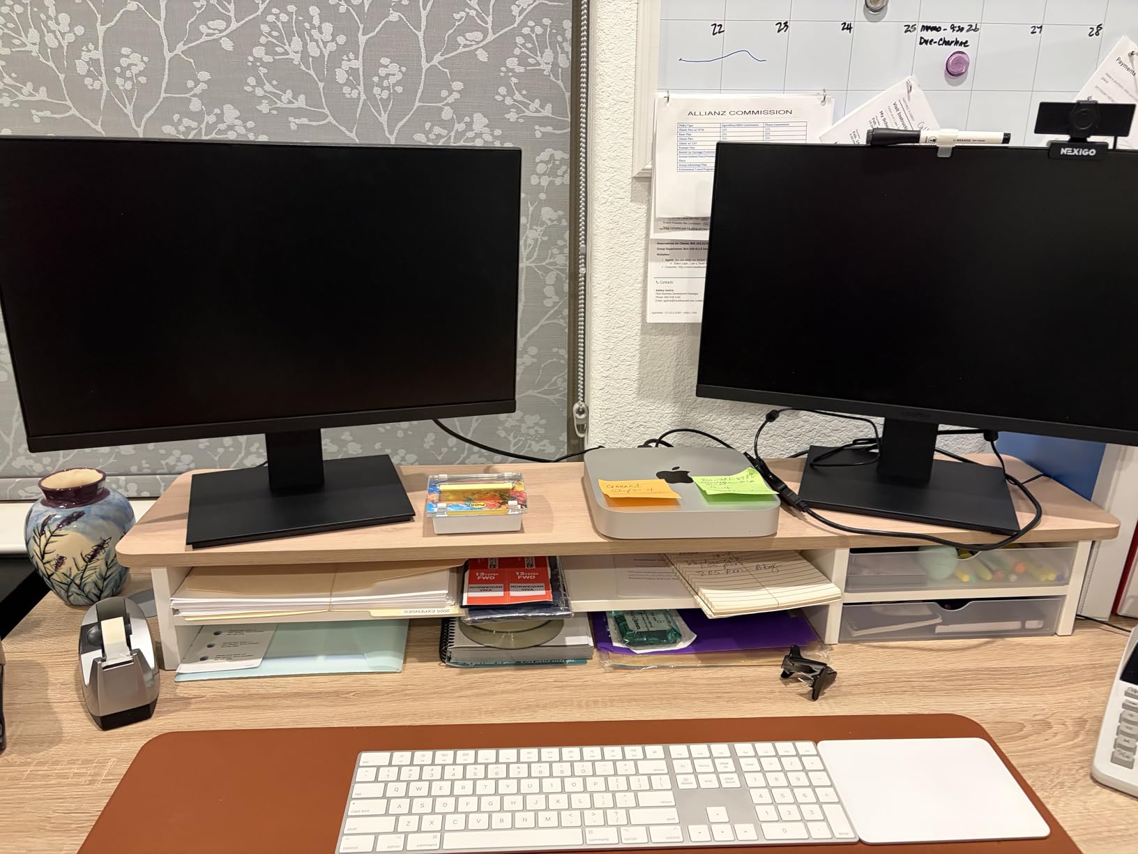 Fenge Monitor Stand, Dual Monitor Riser, 42.5inch Large Desk Computer Monitor Stand Riser with Drawer, 2 Tier Wood & Acrylic Desktop Organizer customer photo 1