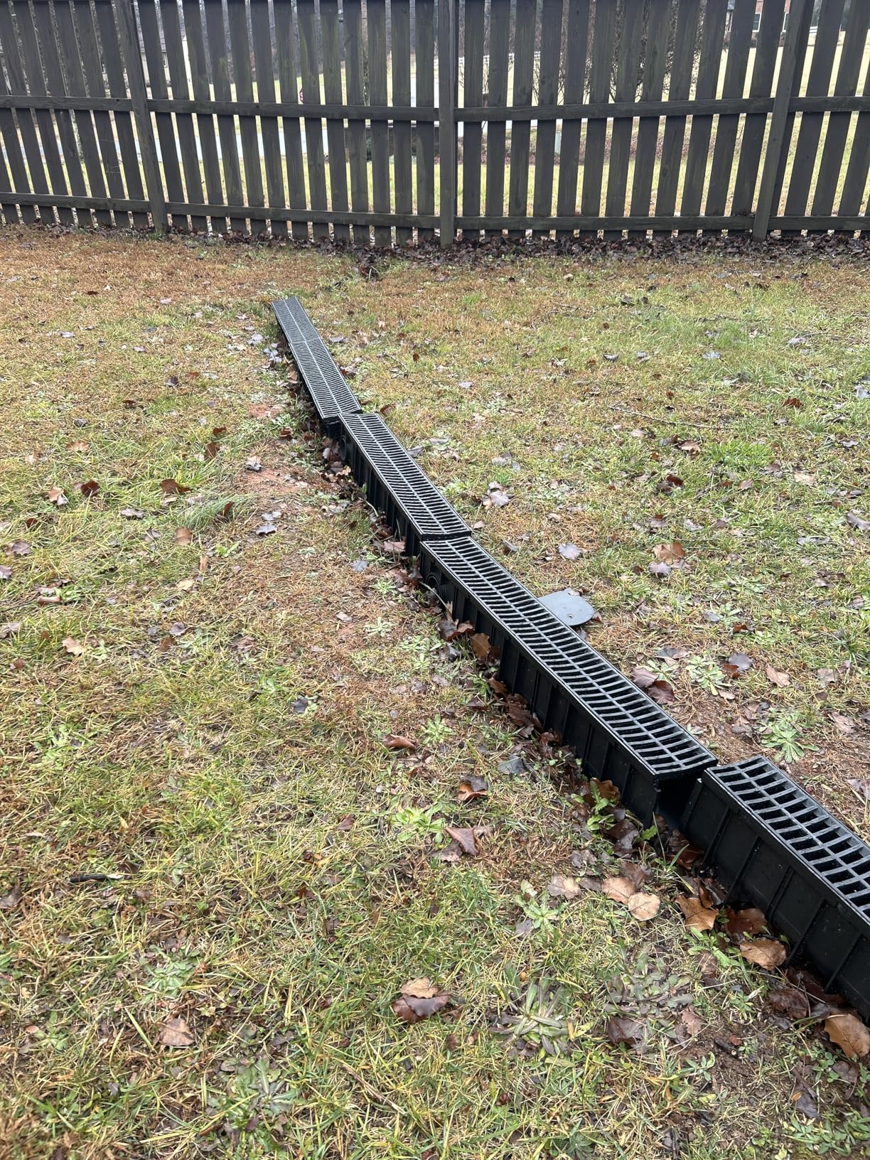 Trench Drain System, Channel Drain with Plastic Grate, 5.9x5.1-Inch HDPE Drainage Trench, Black Plastic Garage and GardenDrain, 6x39 Trench Drain Grate, with 6 End Caps,Convenient Assembly（6 Pack） customer photo 1