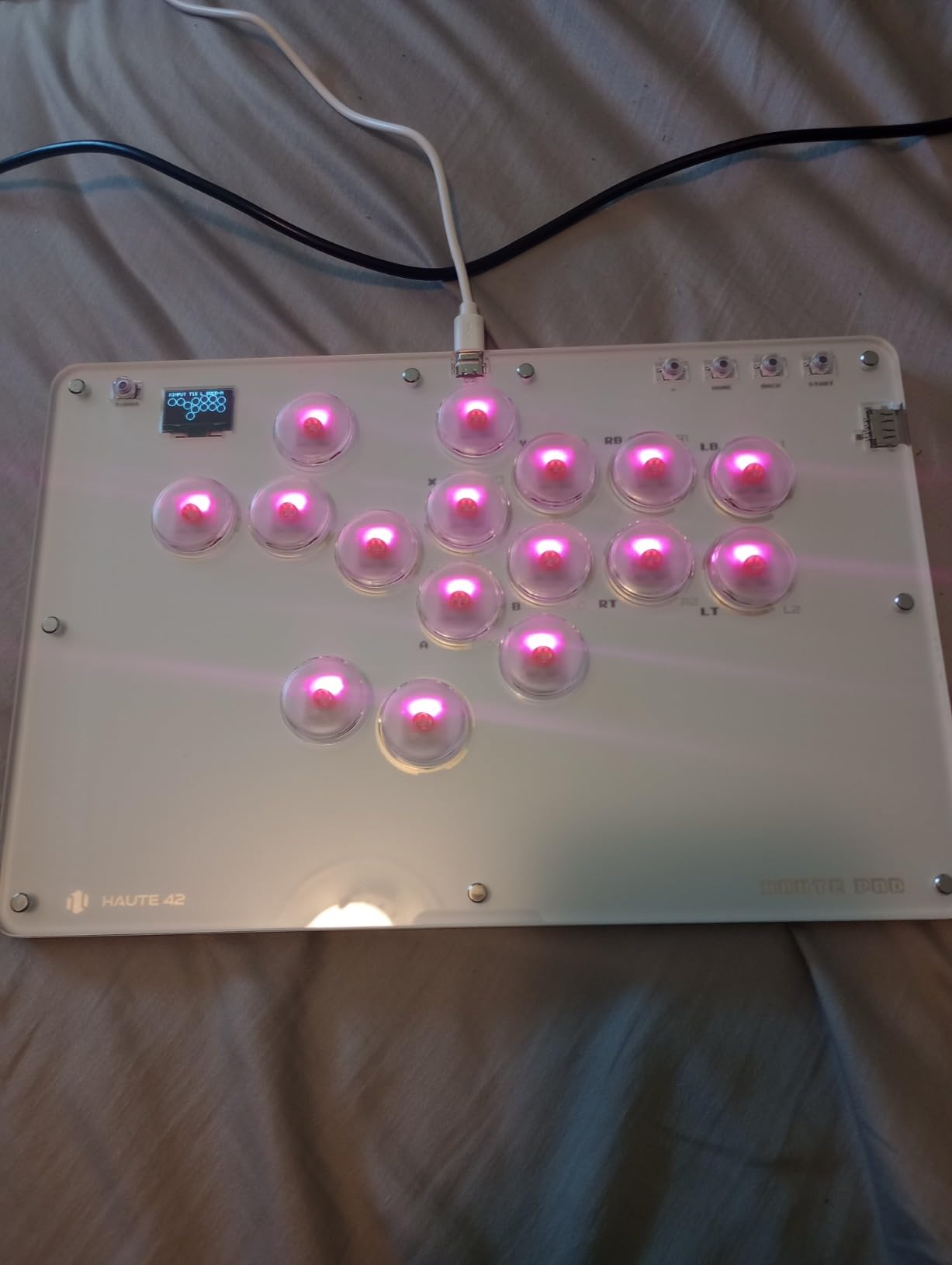 JZW-Shop Haute42 Leverless Arcade Stick T16, All-Button Arcade Controller for Switch/PC/PS4/PS3 /Steam Deck, Slim Arcade Fighting Game Keyboard with Turbo & Custom RGB, Supports Hot-Swap & SOCD (White) customer photo 2