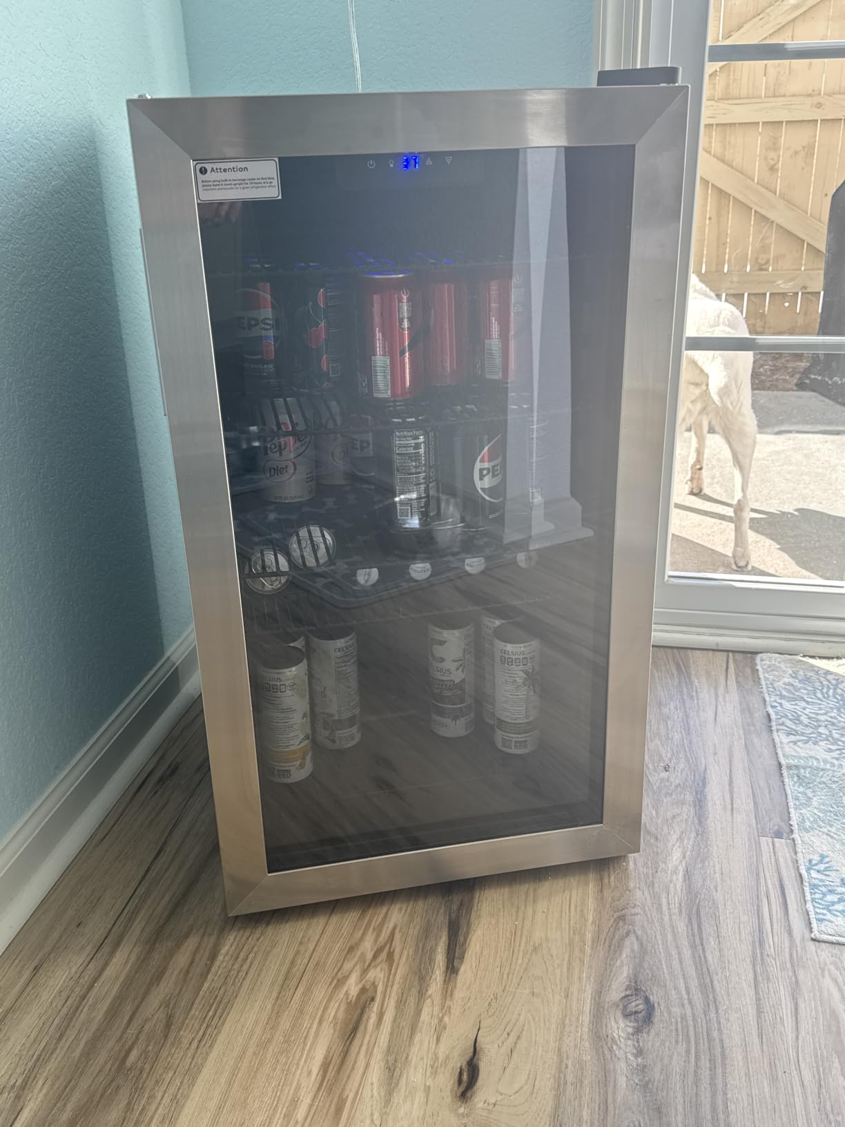 3.2 Cu.Ft Mini Fridge with Glass Door - 126 Can Beverage Refrigerator Cooler for Drink Beer Wine Soda, Small Fridge for Bedroom Office Bar Dorm, 4 Adjustable Shelves, Black customer photo 1