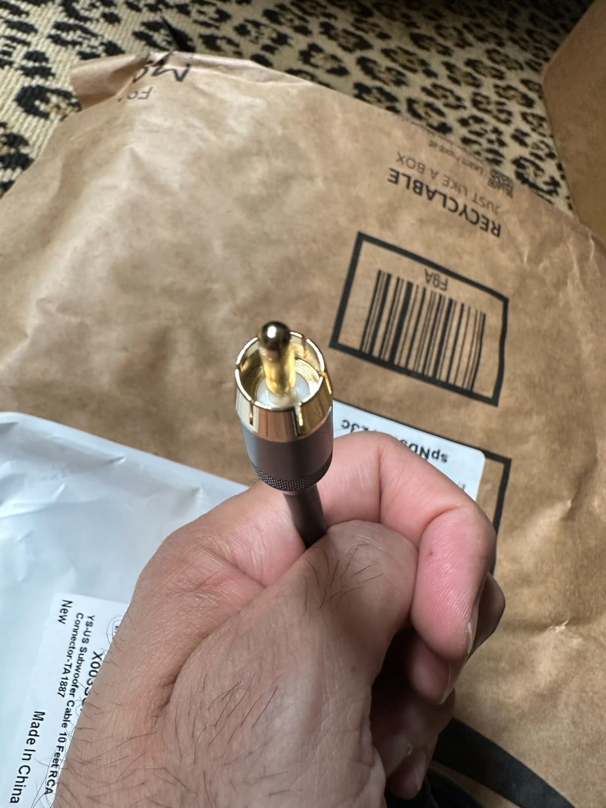 FEMORO Subwoofer Cable 10 ft, Single RCA Cables Dual Shielded Wire 24K Gold-Plated Plugs Deep Bass Replacement for SVS Klipsch Yamaha Sub AV Receivers customer photo 2