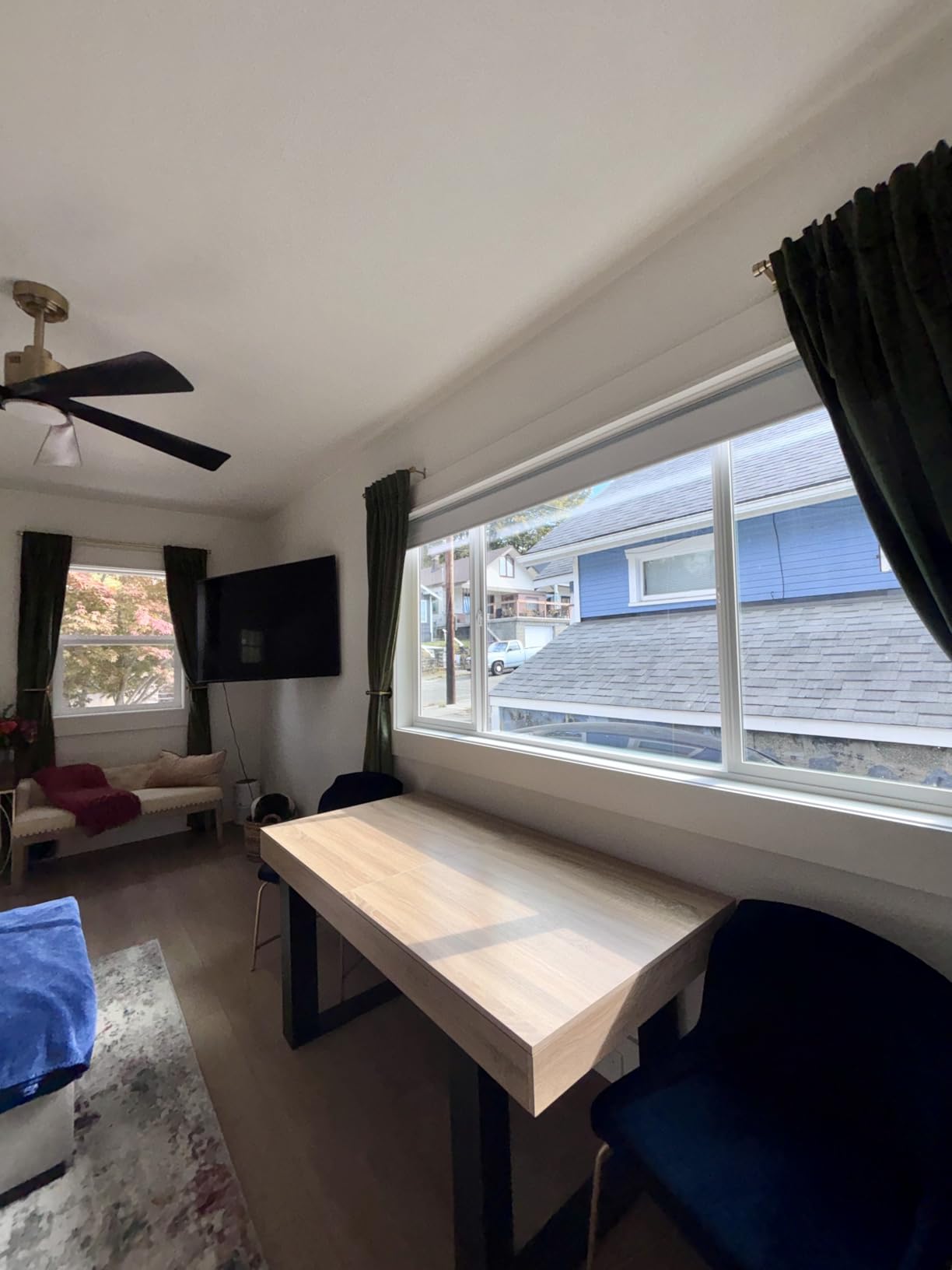 Motorized Roller Shade with Remote Control, Blackout Electric Shade for Windows Compatible with Alexa Google via Hub, Rechargeable Smart Window Blind for Home Office (Texture Beige) customer photo 1