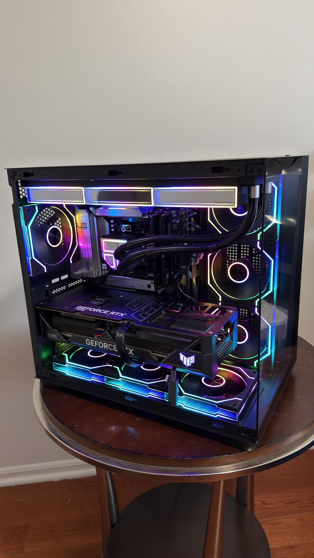 MUSETEX ATX PC Case, 360MM RAD Support, 3 x 120mm Non-ARGB Fans Pre-Installed, 270° Full View Tempered Glass Gaming PC Case with Type-C, Mid Tower ATX Computer Case, White, Y6 customer photo 1