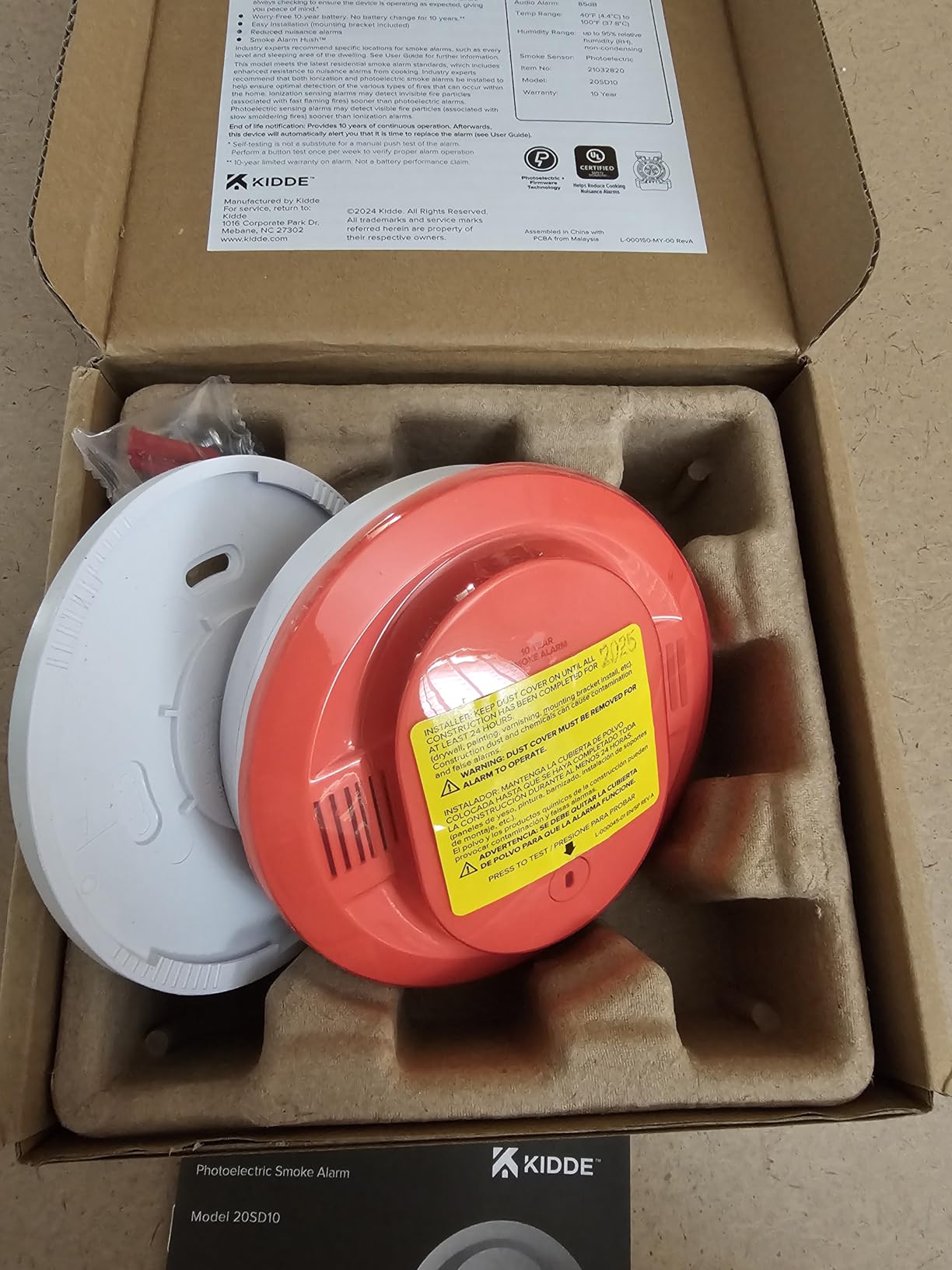 Kidde Smoke Detector, 10-Year Battery Powered, with LED Status Lights, 85 dB Alarm, 5-inches, 20SD10, 1 Pack customer photo 2