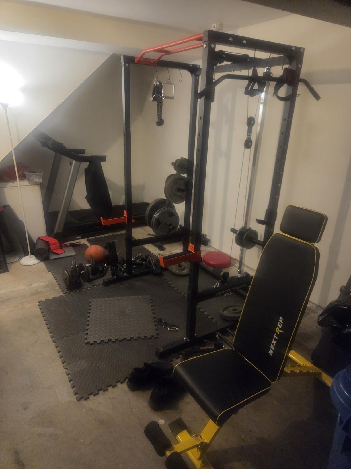 SPORTSROYALS Power Rack, Multi-Functional Power Cage, Squat Rack with Pulley System & LAT Pull Down, Workout Cage with J Hooks for Home Gym customer photo 2