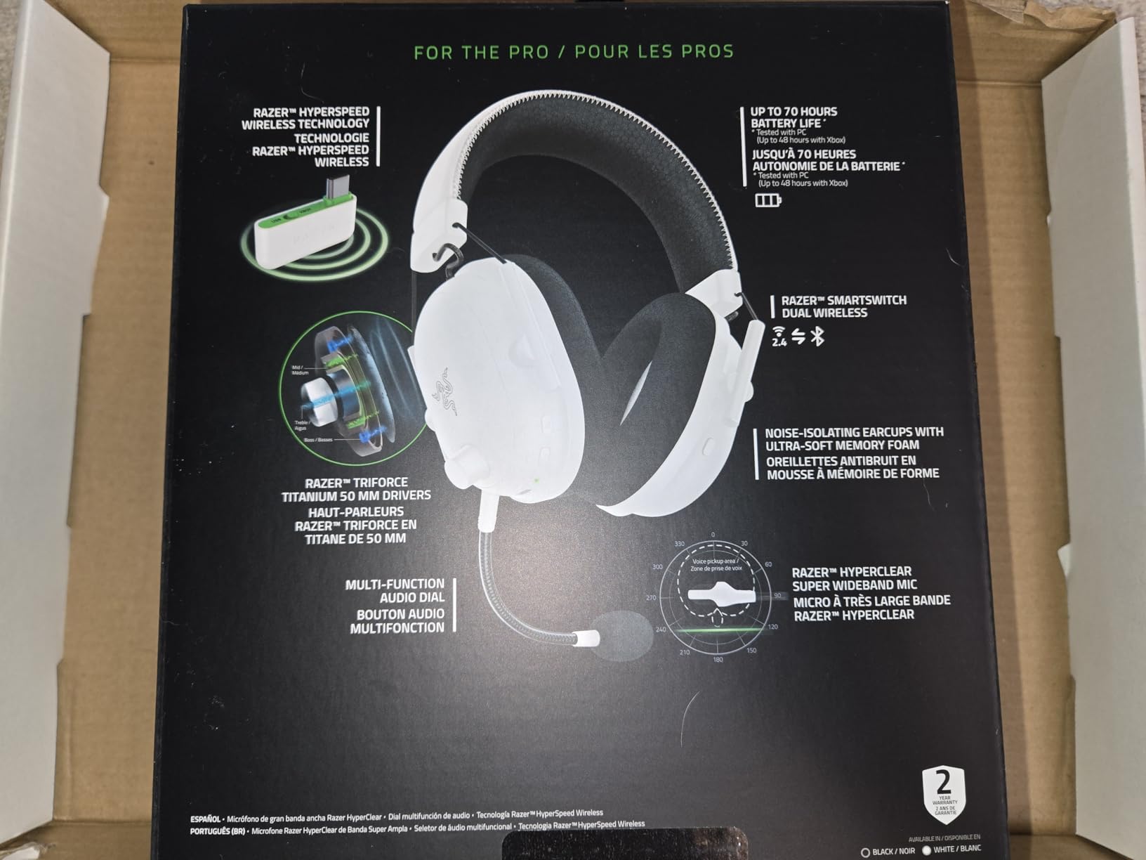 Razer BlackShark V2 Pro Wireless Xbox Gaming Headset: 50mm Drivers - Super Wideband Mic - Noise Isolating Earcups - for Xbox, PS5, Nintendo Switch 2, PC, Mac - Bluetooth, USB-C - 70hr Battery - Black customer photo 1
