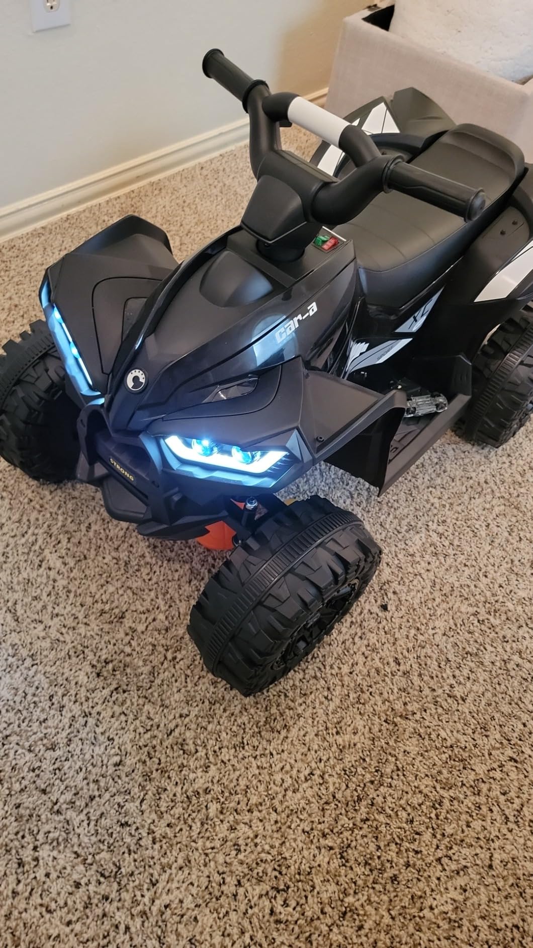 KerryYoo AT2 Kids ATV,12V 4 Wheeler for Kids 3-6,Electric Toddler Ride On Toys,Remote Control, High/Low Speeds, LED Lights, Bluetooth, and Off-Road Tires - Black customer photo 1