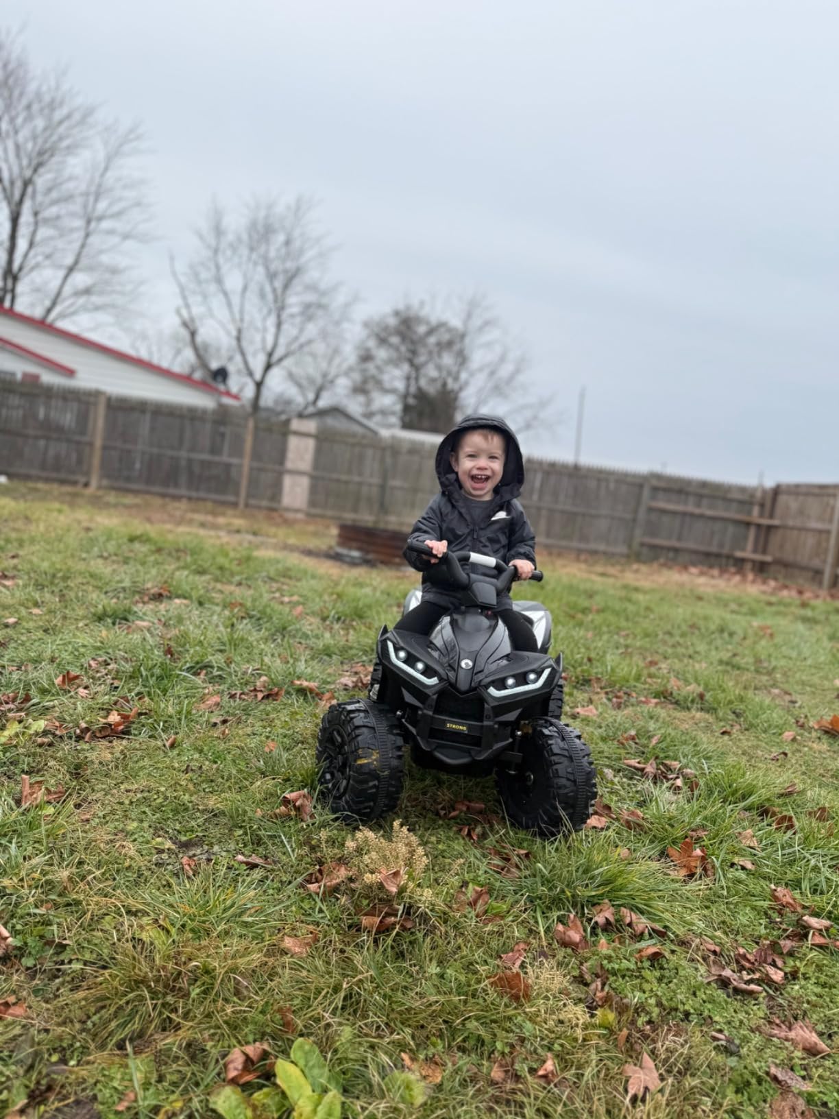 KerryYoo AT2 Kids ATV,12V 4 Wheeler for Kids 3-6,Electric Toddler Ride On Toys,Remote Control, High/Low Speeds, LED Lights, Bluetooth, and Off-Road Tires - Black customer photo 2