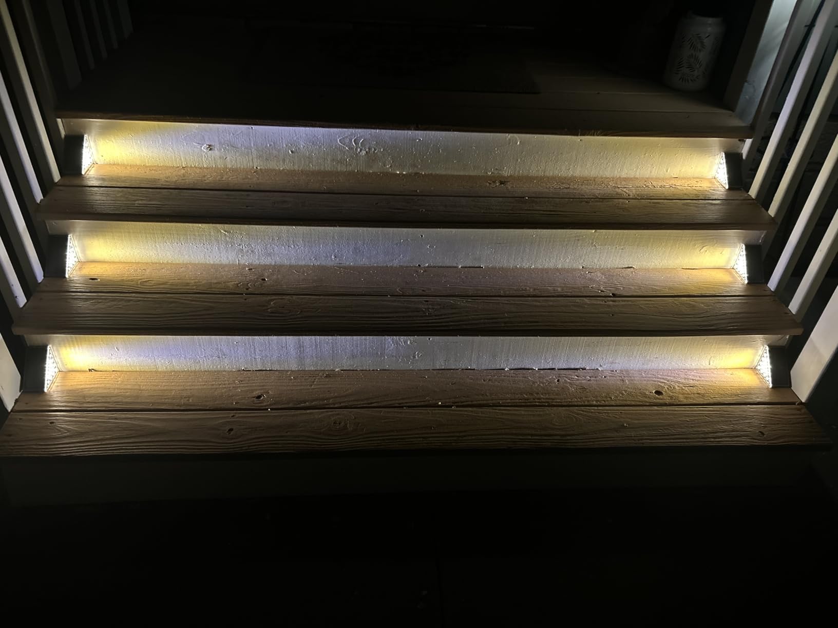 NIORSUN Outdoor Stair Lights 6 Pack, Solar Step Lights IP67 Waterproof with 13 Bright LEDs, 3000K Warm White, Auto On/Off, Triangular Design for Steps, Deck, Patio, Yard, Porch, Sidewalk customer photo 1