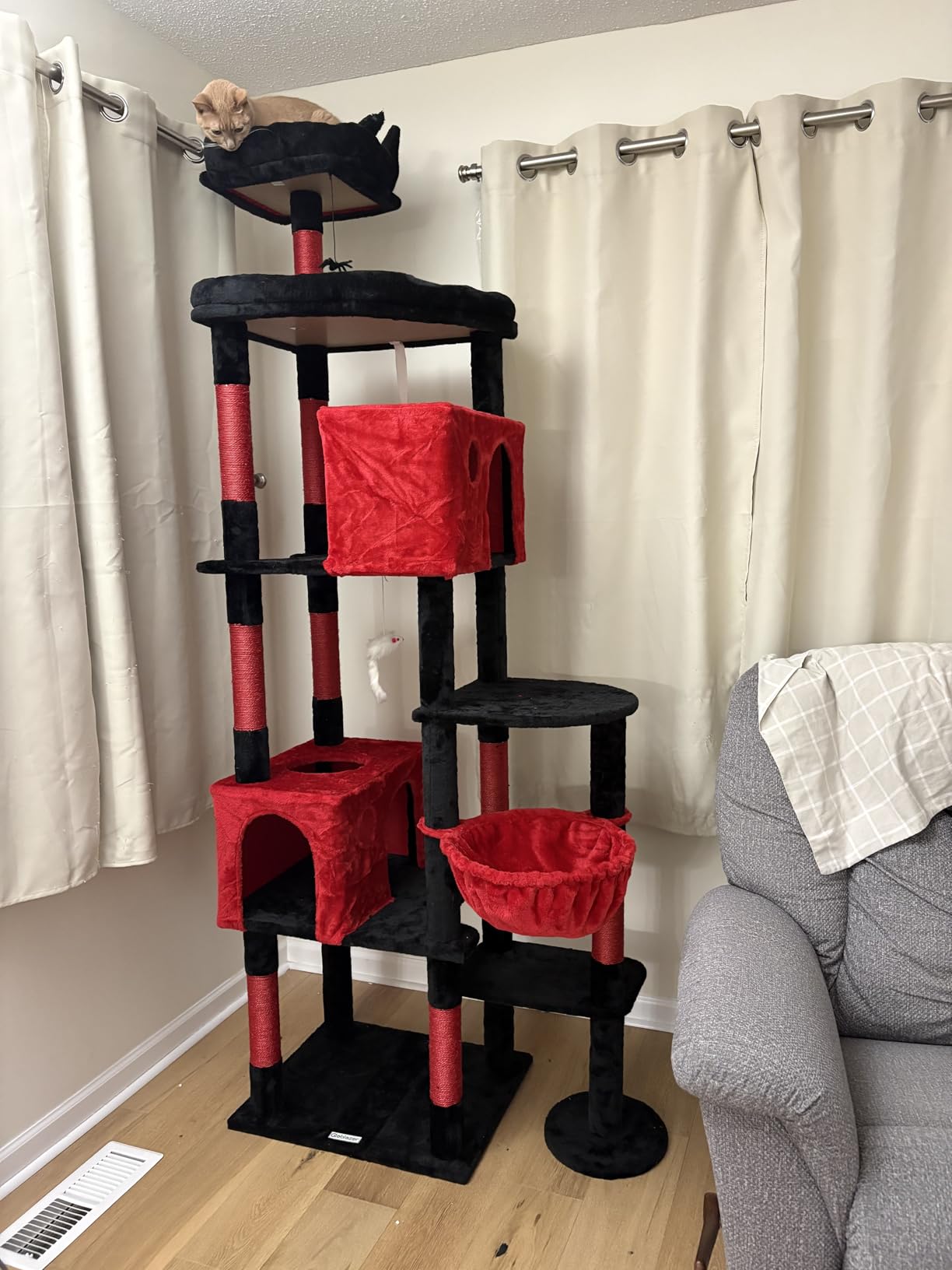 Globlazer Giant Cat Tree, 83 inch Cat Tree for Indoor Cats Large Adult, XXL Cat Tower with 9 Scratching Posts for 20lb+ Heavy Duty Large Adult Cats, F83, Dark Grey customer photo 2