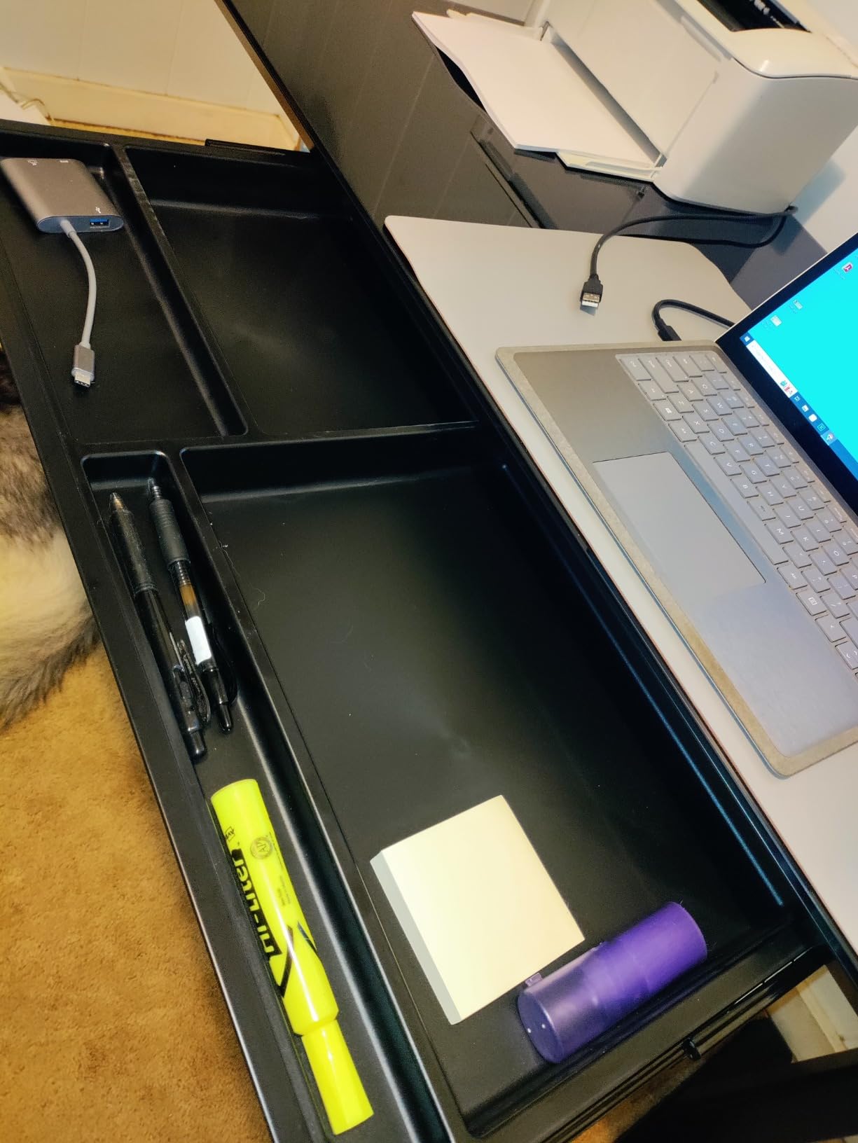 INNOVAR Bamboo Standing Desk with Drawers, 55 Inch Adjustable Stand Up Desk, Quick Install Electric Home Office Stand Desks with Whole-Piece Board, White Frame/Bamboo Top customer photo 2