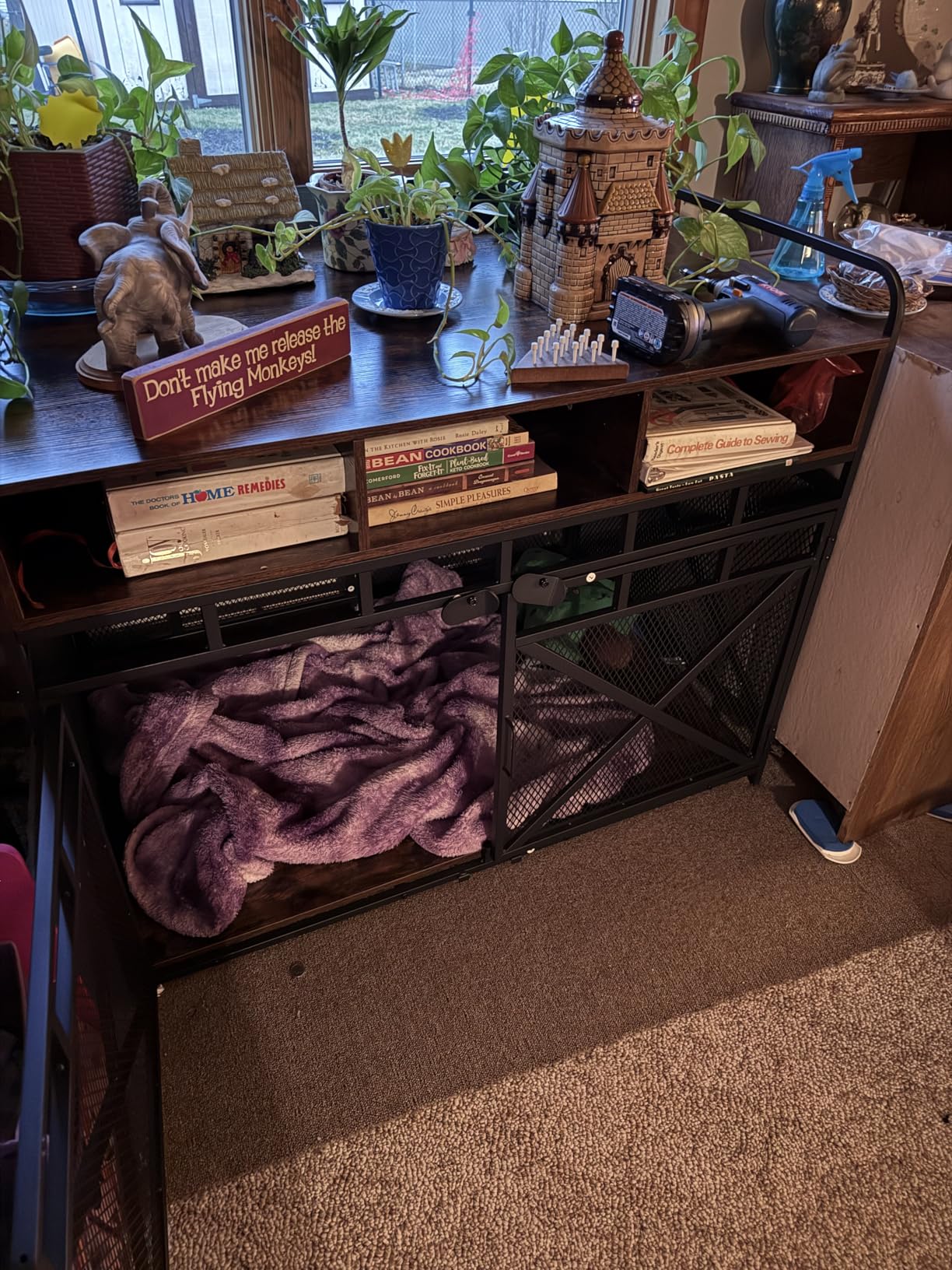 Fulhope Dog Crate Furniture, 48 inch Heavy Duty Wooden Dog Crate End Table, XL Dog Kennel Furniture Large Breed, Decorative Dog Kenne Indoor with 3 Drawers & Steel Tubes, Rustic Brown customer photo 1