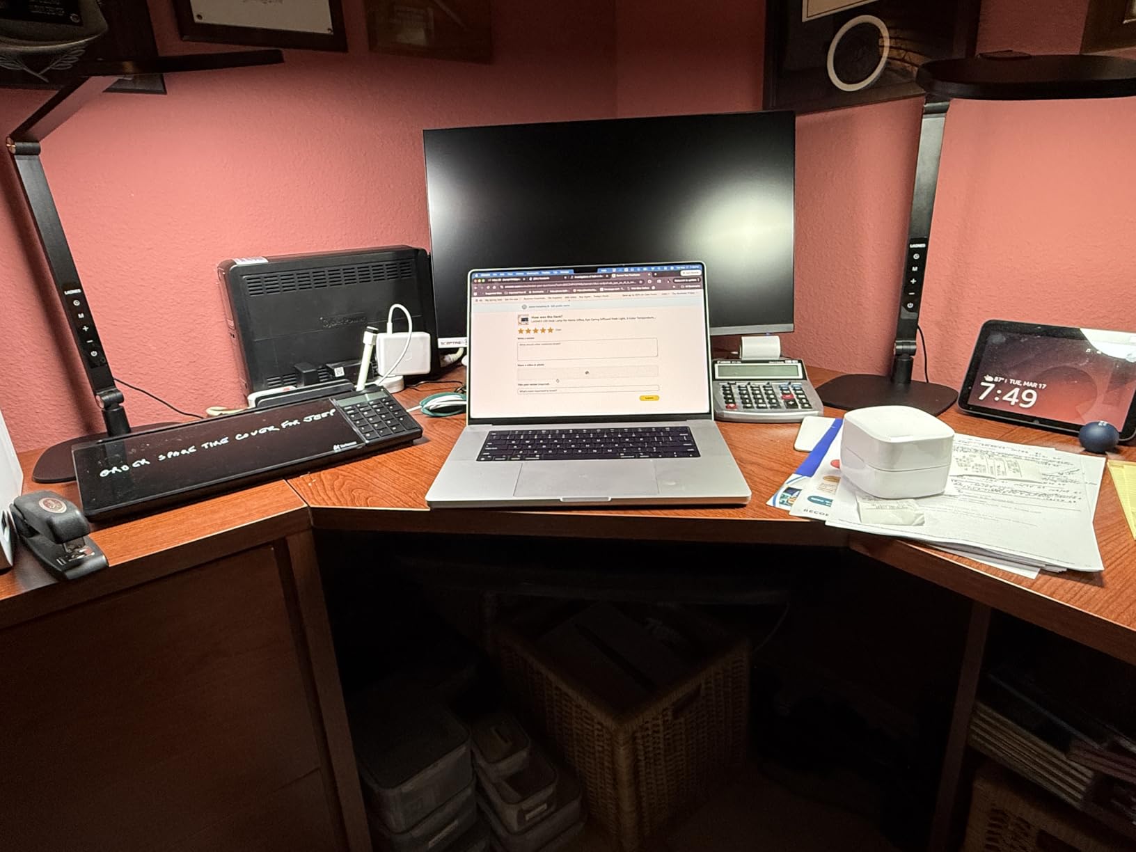 LitONES LED Desk Lamp for Home Office, Professional Eye-Caring Diffused Desk Light, 3 Color 10 Brightness Computer Light, Dimmable Office Lamp with Memory & Timer Func, Metal Swing Arm Table Lamp customer photo 1