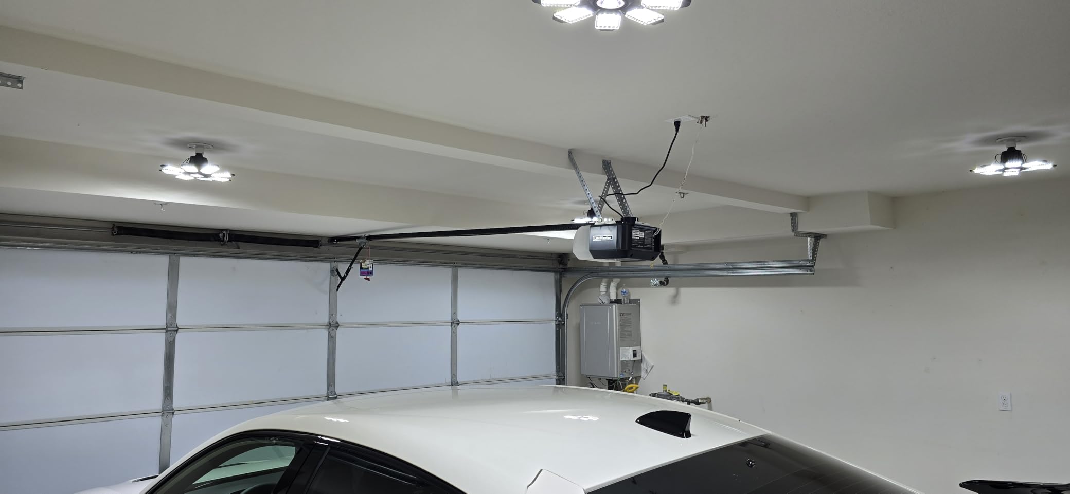 LED Garage Light - 2Pack Bright 50000LM Garage Lights Ceiling Led w/ 8 Deformable Panels 6500K Led Light Bulb Srew in E26/E27 Socket with Adjustable Center Spotlight for Barn Workshop Attic customer photo 1