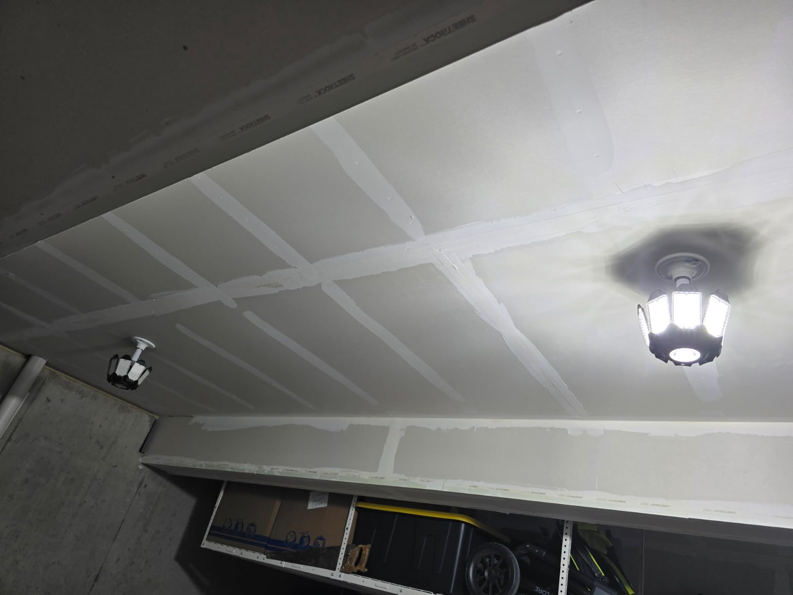 LED Garage Light - 2Pack Bright 50000LM Garage Lights Ceiling Led w/ 8 Deformable Panels 6500K Led Light Bulb Srew in E26/E27 Socket with Adjustable Center Spotlight for Barn Workshop Attic customer photo 2