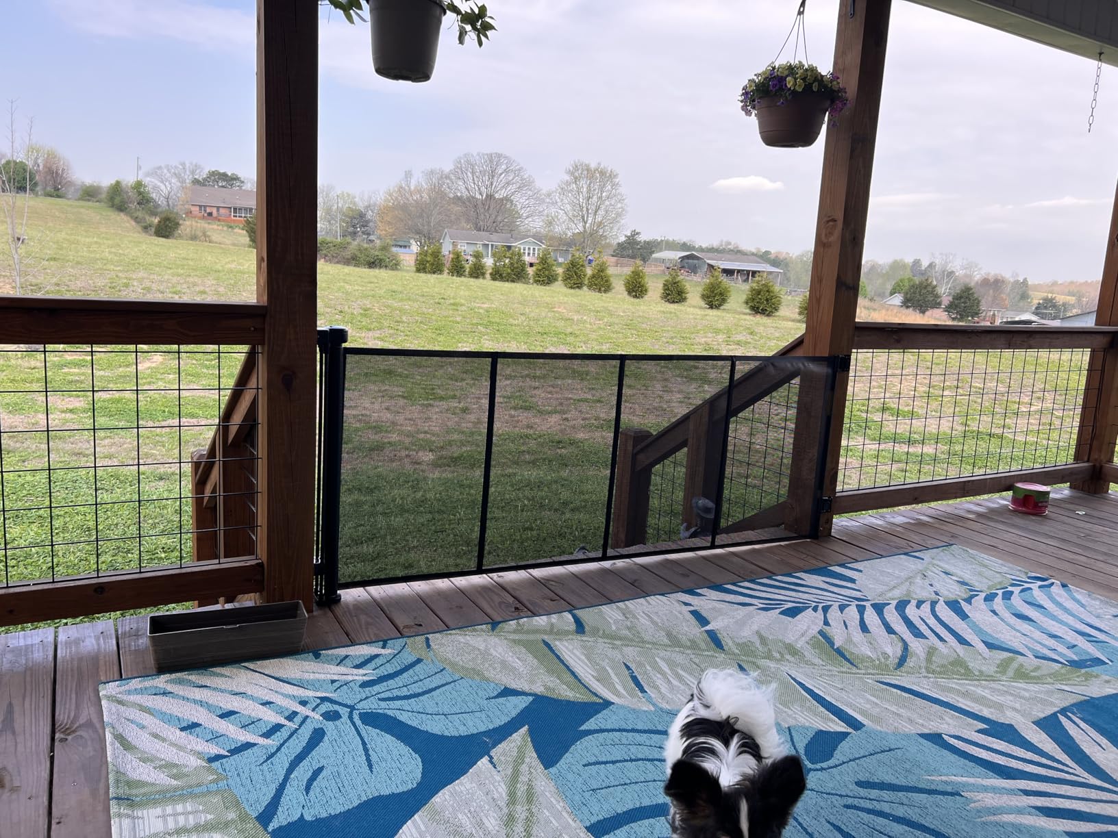 96 Inch Wide Reinforced Retractable Baby Gate with Support Rods, Extra Long Dog Gate Retractable Gate Outdoor Gates for Decks, Prevent Crawling Under Extra Long Baby Gates for Large Openings, Black customer photo 1