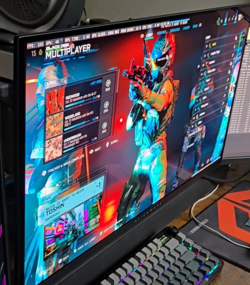 Alienware AW2725DF OLED Gaming Monitor - 26.7-inch Quantum-Dot WQHD (2560x1440) 360Hz 0.03ms Display, AMD FreeSync Premium Pro, HDMI/DP/USB 3.2 Gen1, Height/Tilt/Swivel/Pivot Adjustability - Black customer photo 2