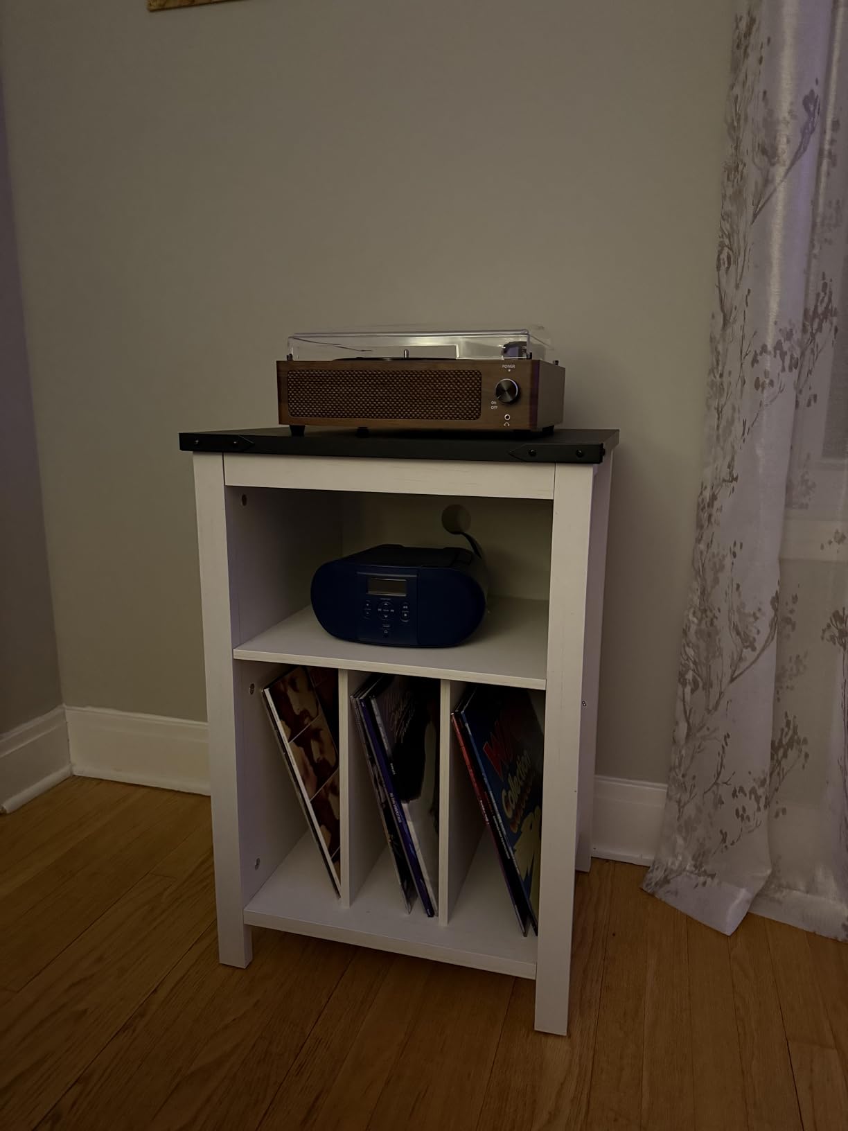 Joaxswe Record Player Stand with Vinyl Record Storage,Black Record Player Table Holds up to 160 Albums,Large Wood Turntable Stand Cabinet Dispaly Shelf for Living Room,Bedroom,Office customer photo 2