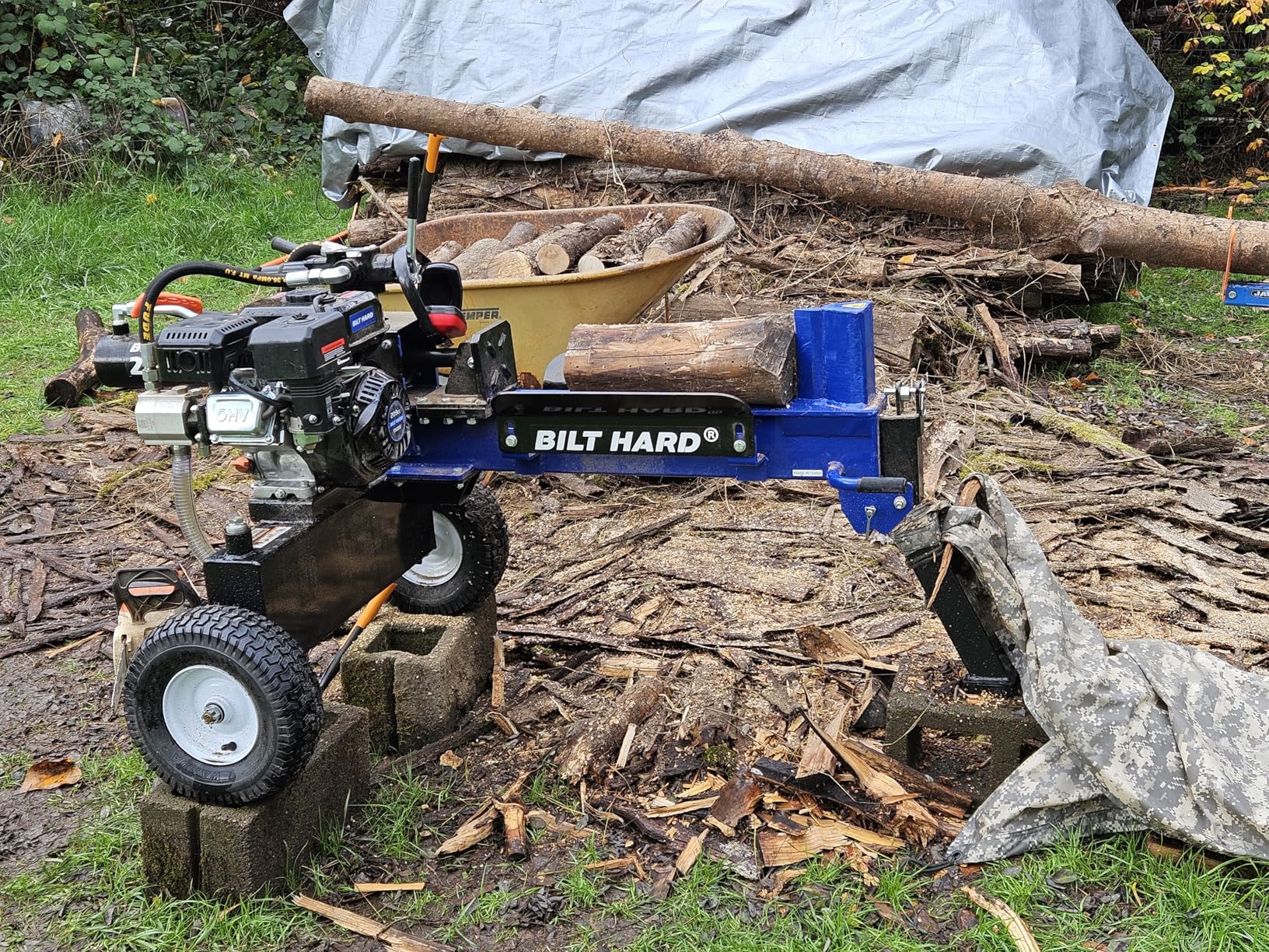 BILT HARD 20-Ton Gas Log Splitter, Hydraulic Wood Splitter with 7 HP 209cc OHV Engine, Towable Hitch, 13