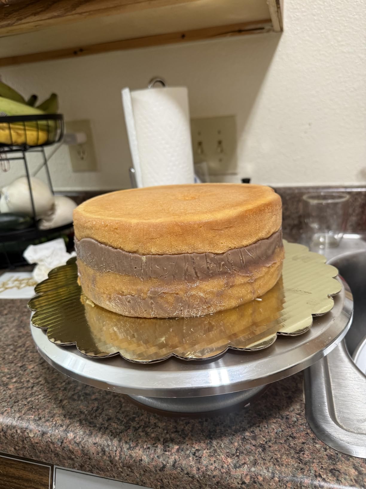 Syntus Aluminum Alloy Revolving Cake Stand, 12 Inch Cake Turntable for Decorating Super Smooth and Quiet Rotation Cake Decorating Stand for Party Wedding, Bright Silver Base customer photo 1