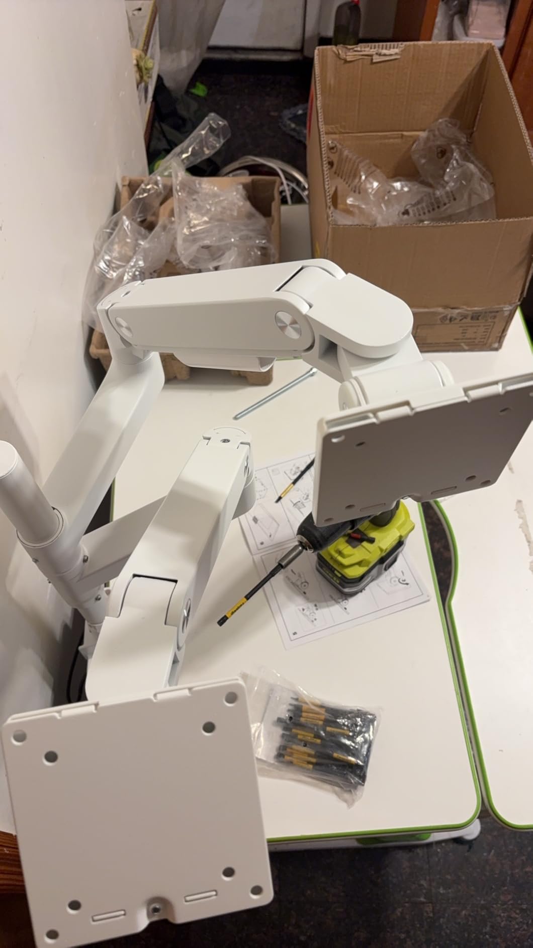 ARES WING Dual Monitor Arm for Ultrawide Heavy Duty Curved Monitor Stacking, Fits 17-49 Inch, Vertical Gas Spring Double Monitor Stand with USB, Adjustable Dual Monitor Mount for Desk, Black customer photo 2