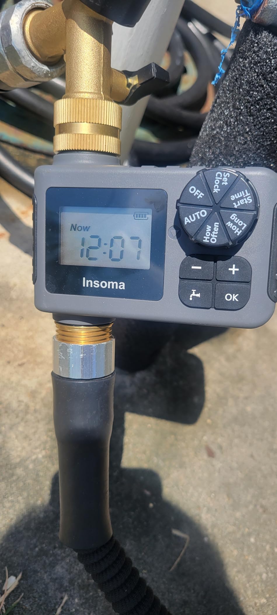 Sprinkler Timer with Brass Inlet and Outlet, Programmable Water Timer for Outdoor Garden Hose, Hose Timers with Rain Delay/Manual/Auto Mode, Drip Irrigation and Lawn Watering System, 1 Outlet customer photo 1