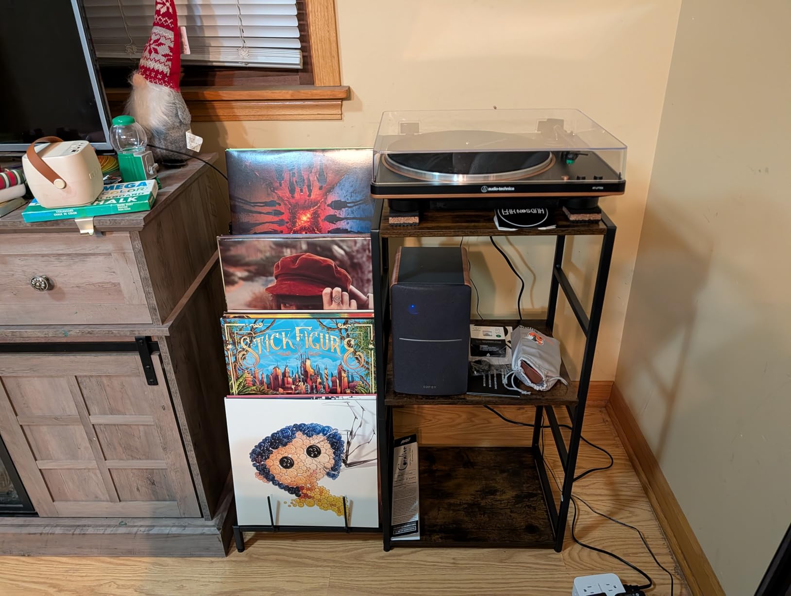 Record Player Stand, Turntable Stand with 4-Tier Vinyl Record Storage, Record Player Table Storage up to 200+ Albums, Record Player Cabinet with Vinyl Display Holder Shelf, vinyl Table for Living Room customer photo 2