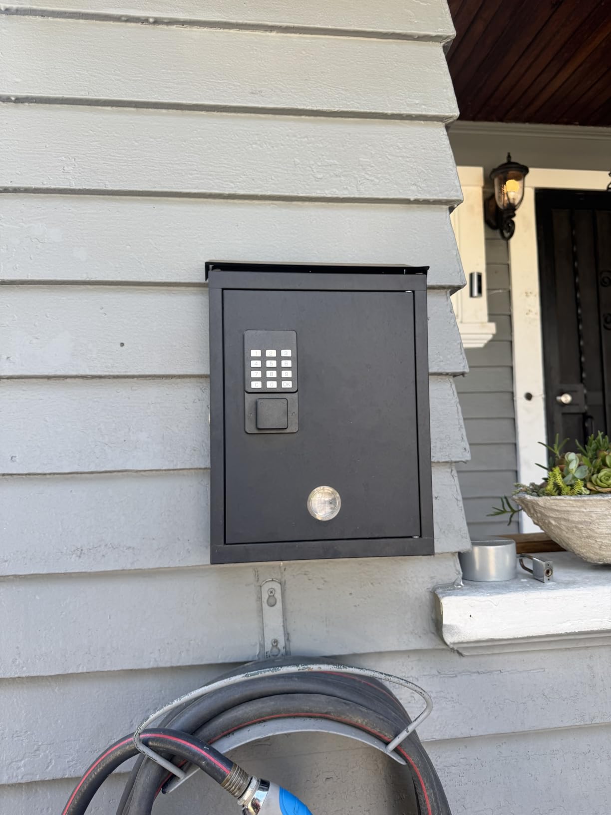 WeHere Mailbox with Wi-Fi Bridge, Wall Mount Locking Postbox for House, OTP/App Remote/Fixed Code/Key Unlock, Large Capacity for Collect Letters, Key Drop Box, Black, Waterproof, 14x4x10in customer photo 1