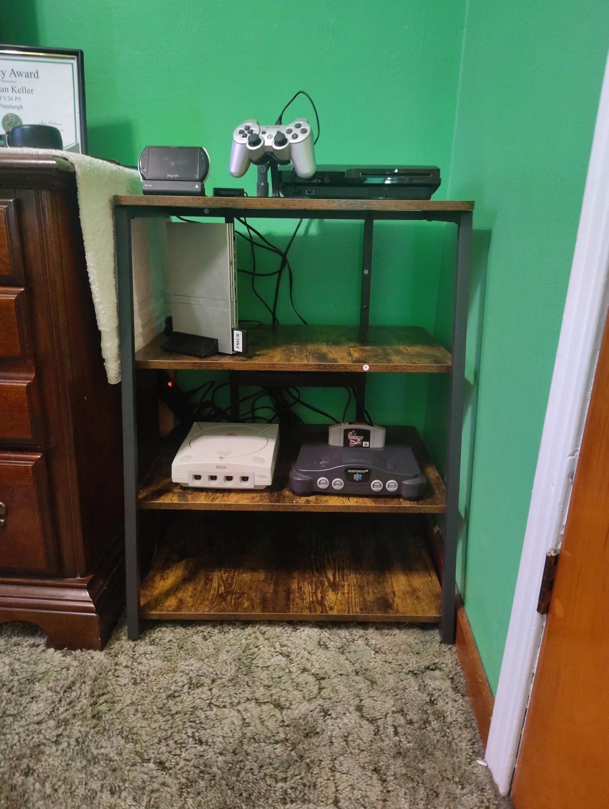 Armocity 5-Tier AV Media Stand with Power Strips, Media Console with LED Lights, Audio Tower Rack with Adjustable Shelves, Stereo Stands and Racks customer photo 1