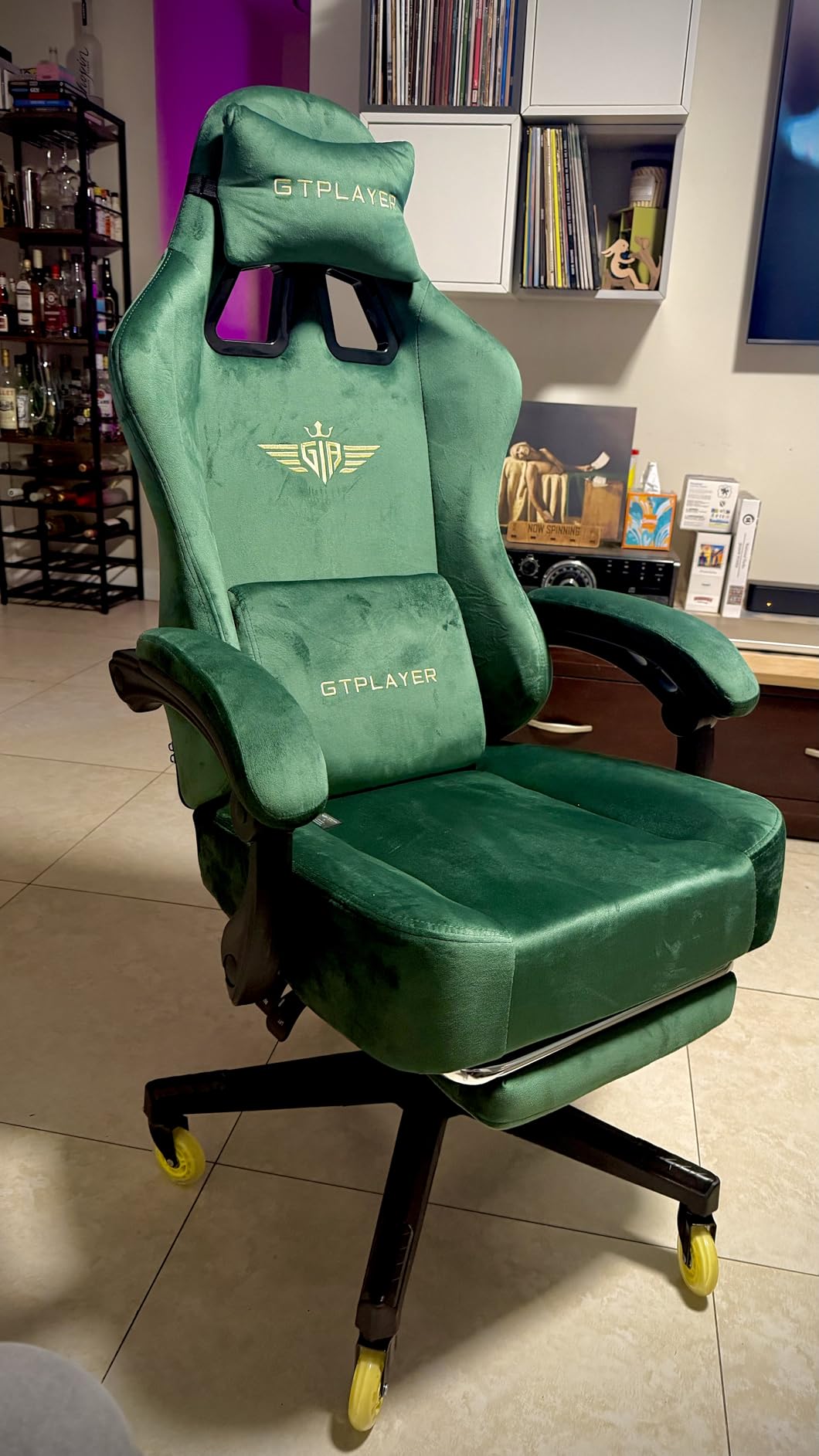 GTPLAYER Big and Tall Gaming Chair Fabric with Pocket Spring Cushion, High Back Ergonomic Computer Chair with Footrest for Adults Lumbar Support Swivel Game Chair for Office Gaming 350LBS, Black customer photo 1