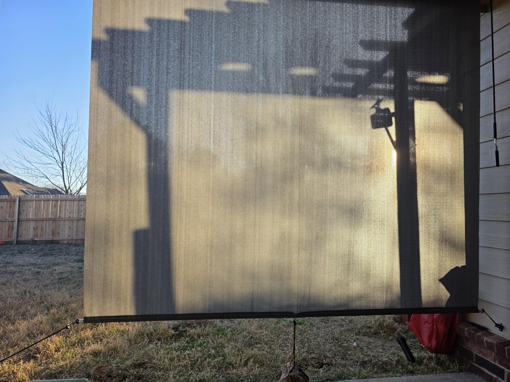 Artpuch Outdoor Roller Shade 8' W x 8' H, Gray Exterior Cordless Patio Shades Roll Up Blinds with Spliced Pole Design, (2 Poles, One-Piece Fabric) customer photo 2