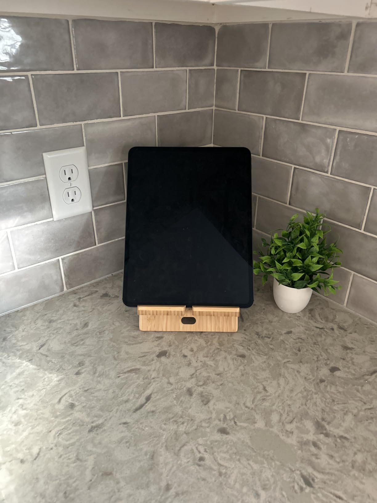 Pezin & Hulin Wooden Bamboo Cell Phone Stand, Wood Charging Dock Holder, Portable Desktop Phone Rack customer photo 1