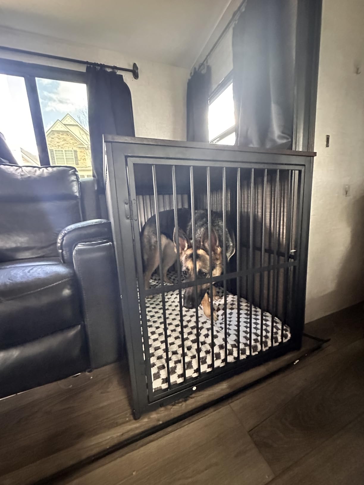 Lyromix 48 inch XXL Dog Crate Furniture with 3 Doors, Wooden Crate End Table Heavy Duty Indoor Combination Cage for Medium to Large Dogs, Multiple Units Can be Combined customer photo 2