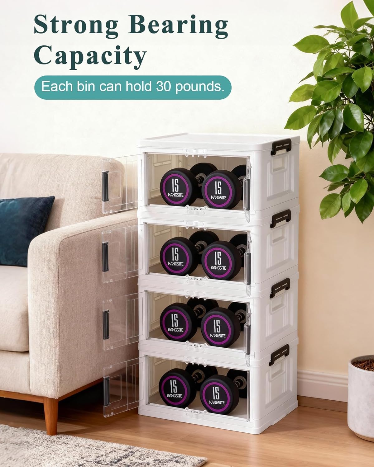 OlarHike 144QT Lockable Storage Bins with Lids - Folding Storage Cabinet with Doors and Wheels, Collapsible Plastic Box for Closets, Office, Stackable Organizer and Containers, Gifts, 3 Pack Cubes customer photo 2