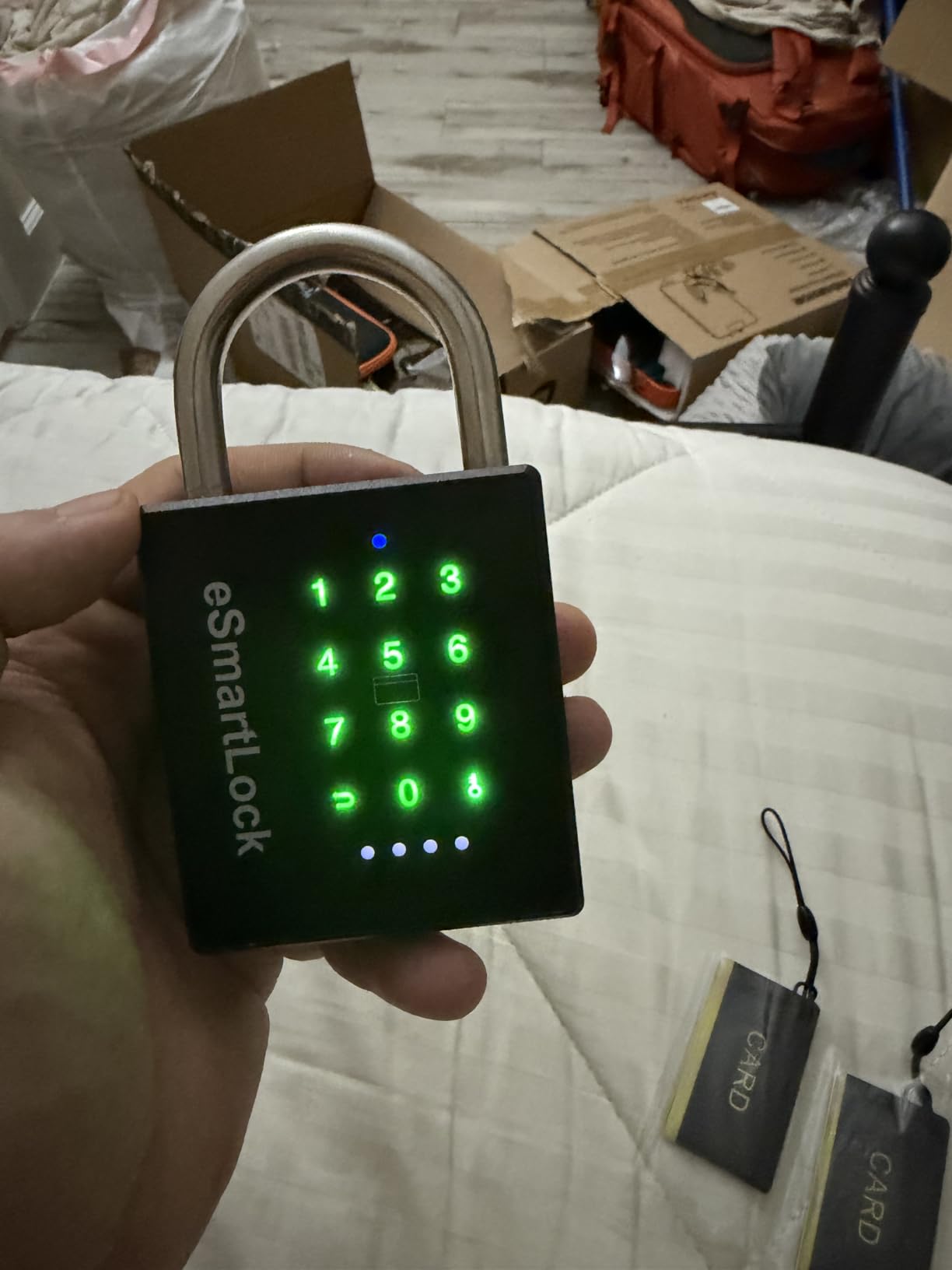 New Smart Padlock with Key, Heavy Duty Combination Padlock, RFID Pad Lock with Codes Bluetooth APP Access, Outdoor Waterproof Electronic Key Lock for Gate Fence Shed Locker Garage Garden customer photo 2