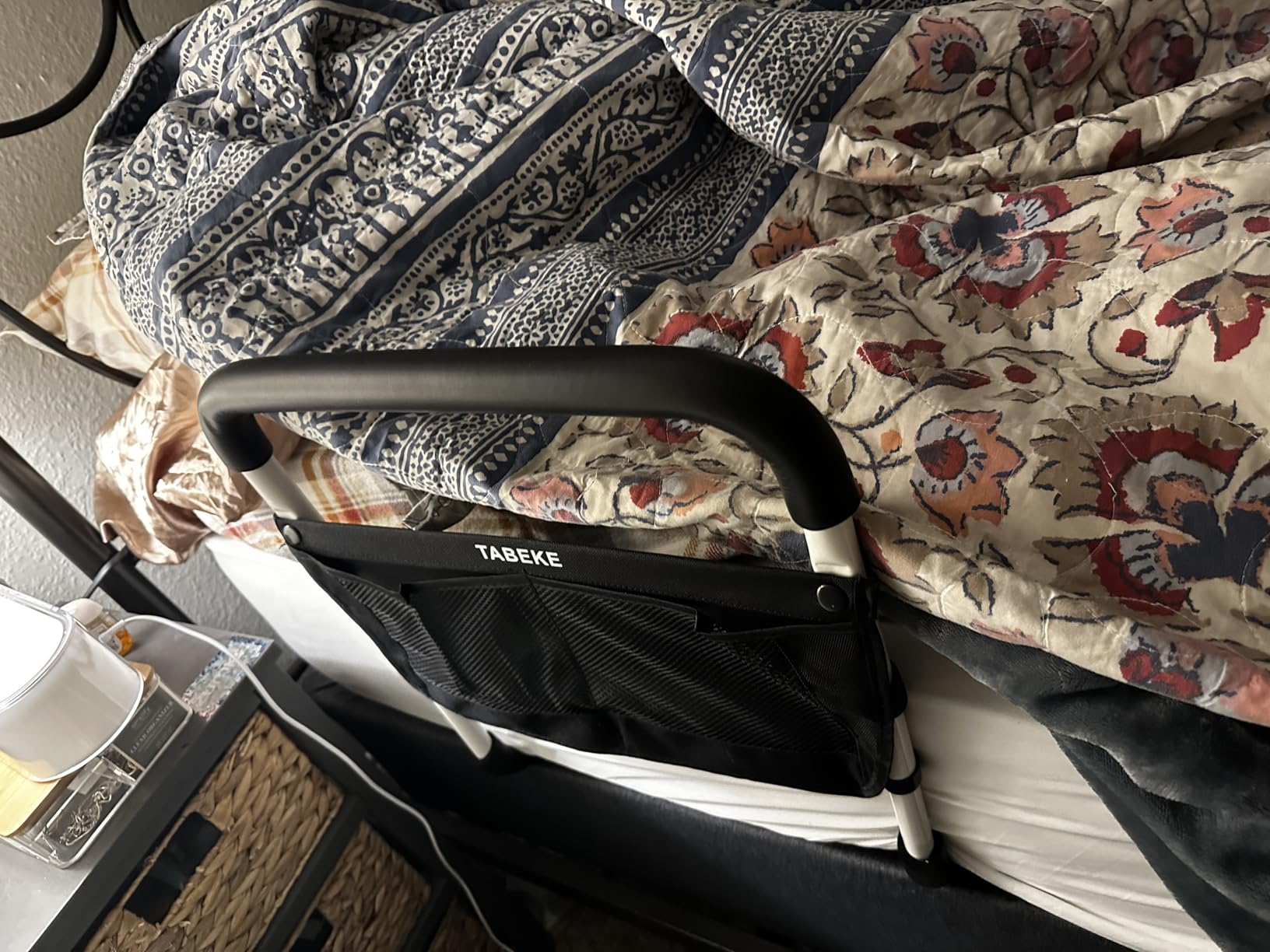 TABEKE Bed Rails for Elderly Adults Safety, Adjustable Senior Bed Assist Rail with Non-Slip Handle and Double Side Storage Pocket Fits King, Queen, Full, Twin Bed customer photo 1