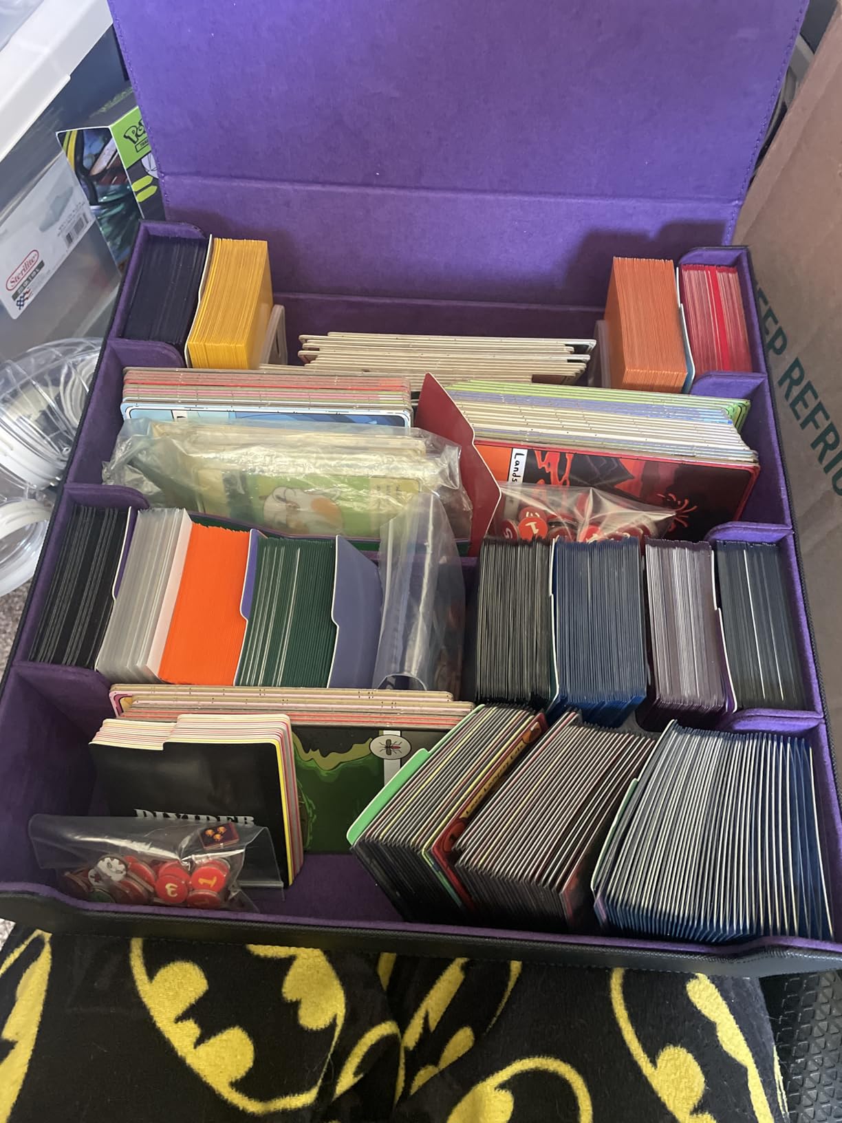 MoKo Trading Card Storage Box, 3000+ MTG Deck Box with 24 Colorful Dividers & 4 Card Supporters, Commander Card Deck Case Fits for Magic Game Cards, YugiOh, TCG, PTG and Sport Cards, Black Blue customer photo 1