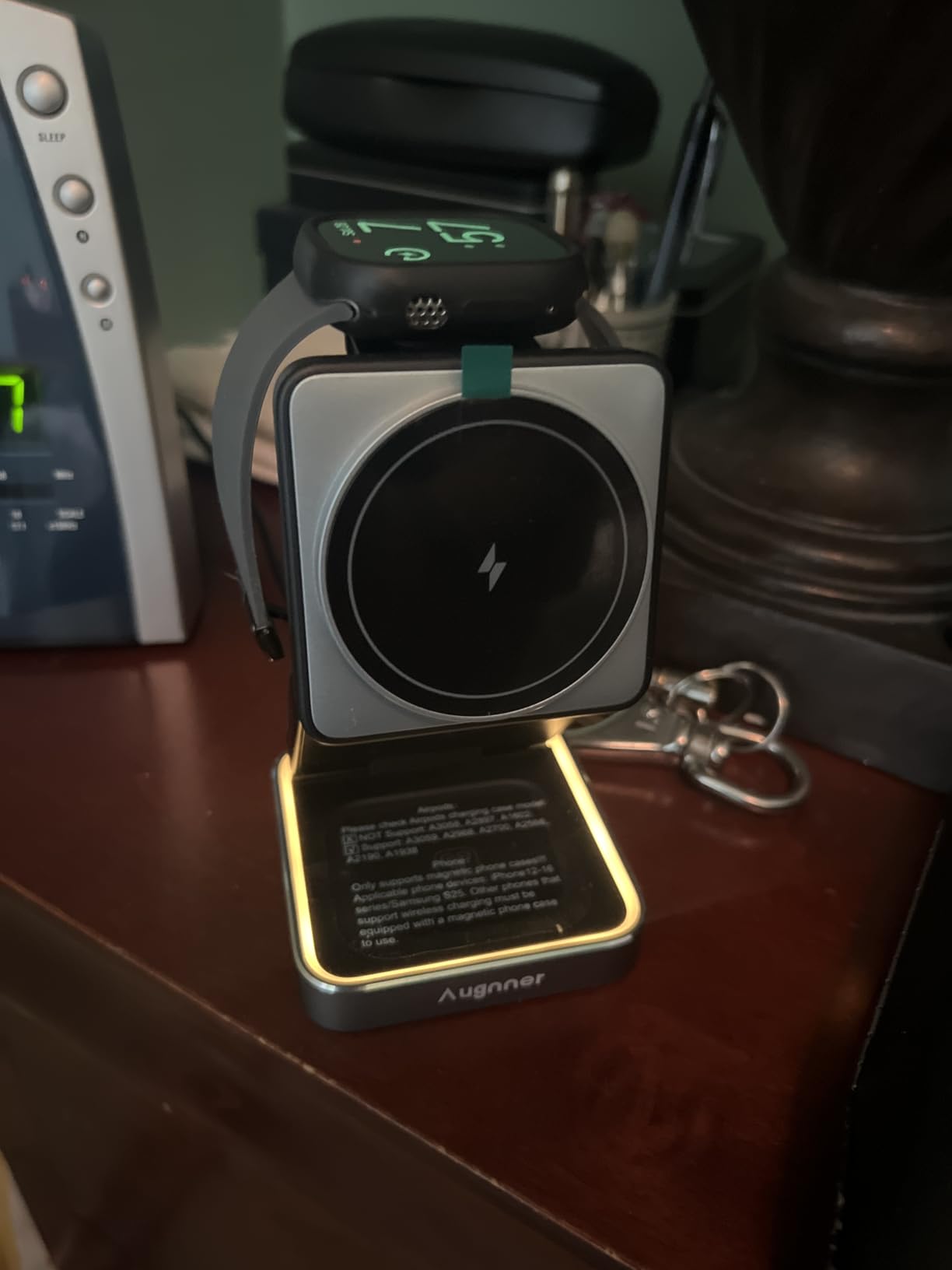 【2026 Upgraded】Wireless Charger 3 in 1, Foldable Wireless Charging Station with Night Light for Apple MagSafe Charger, Travel Magnetic Charger Stand, Nightstand Fast 15W Charging Station (20W Adapter) customer photo 1