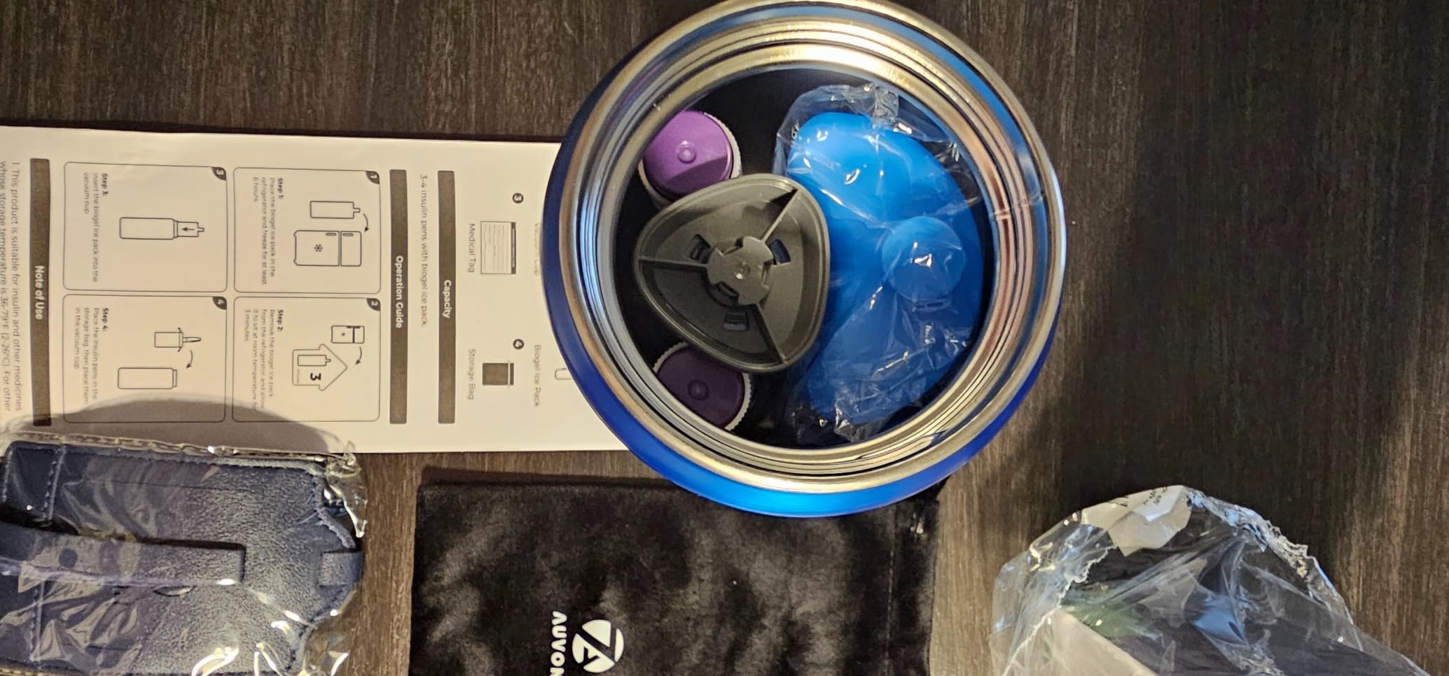 AUVON Insulin Cooler Travel Case Keeps Insulin Cool up to 44H for 3-5 Pens, Gel Ice Pack & Pouch Protect Medication from Freezing, Diabetes Travel Case with Handle & Medical ID Tag, TSA Approved customer photo 2