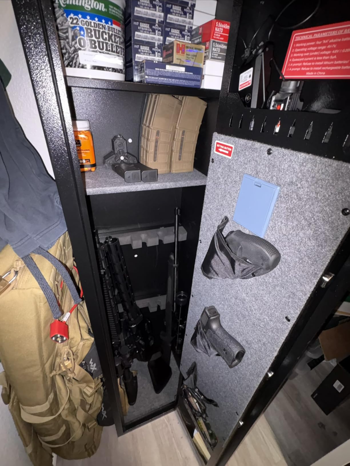 [No Assembly Required]8-12 Fingerprint Gun Safe for Rifles and Pistols,Gun Safes for Rifle and Password Lock, Gun Cabinet for Home with Adjustable Shelves, Biometric Heavy Duty Long Gun Safe,57