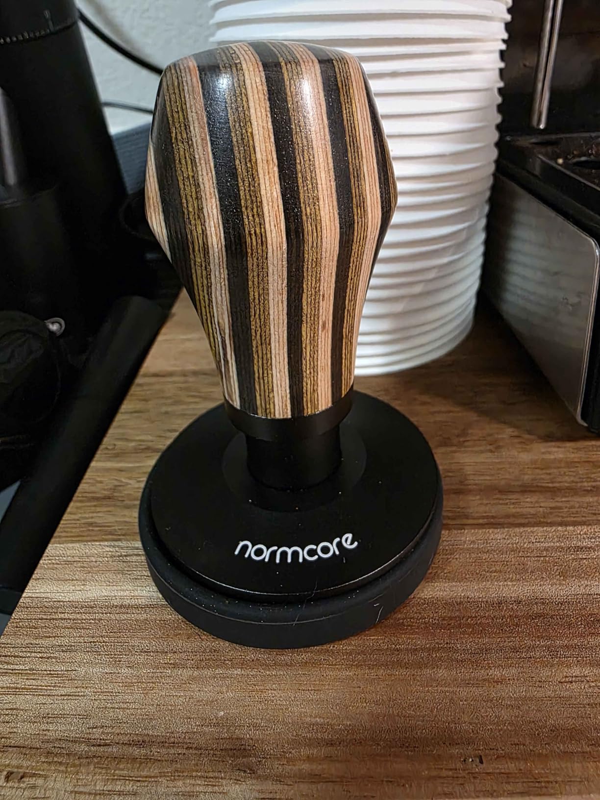 Normcore 58mm Espresso Coffee Tamper V4 - Spring Loaded with Titanium PVD Coating Flat Base - Walnut Handle customer photo 2